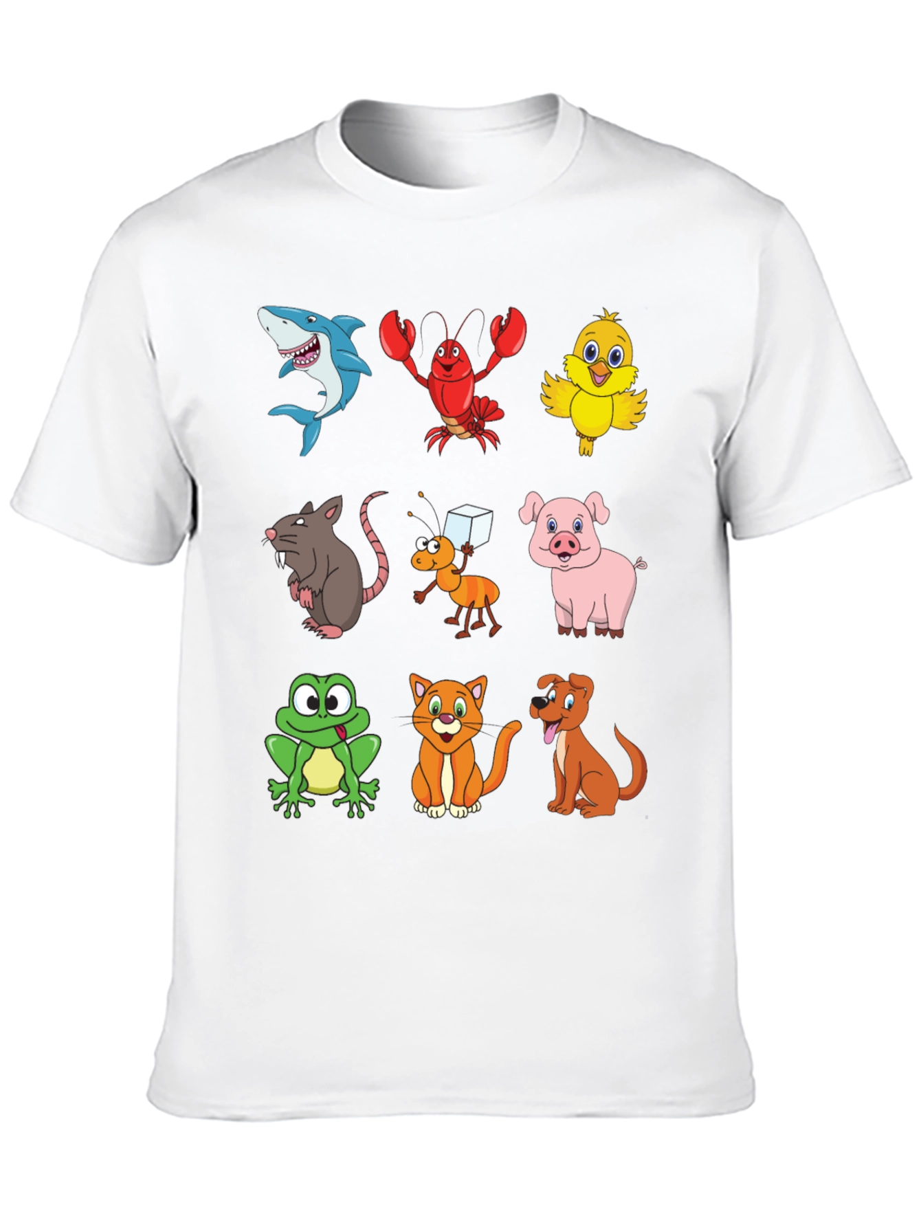 Black Cartoon Animal Print Black T-Shirt view 10