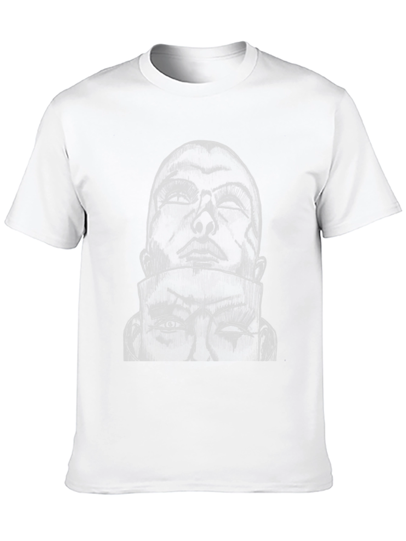 Black Abstract Face Graphic Black T-Shirt view 10
