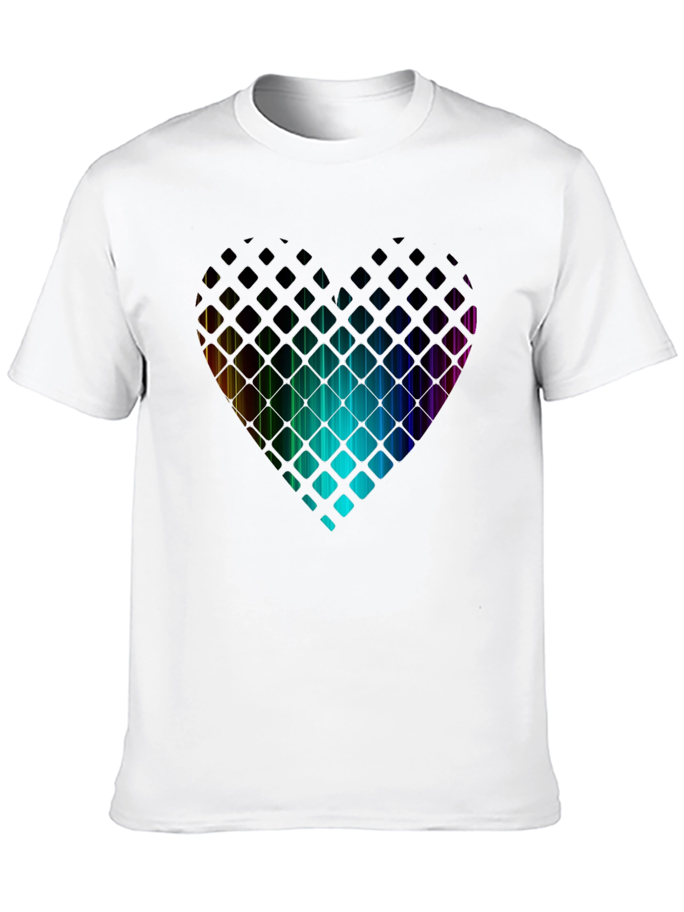 Black Rainbow Heart T-Shirt - Geometric Pixel Design view 10