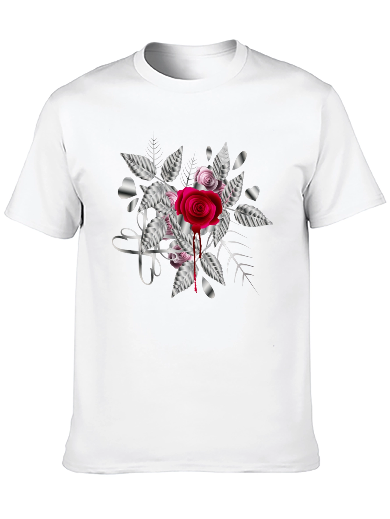 Black Rose & Silver Heart Graphic T-Shirt view 10