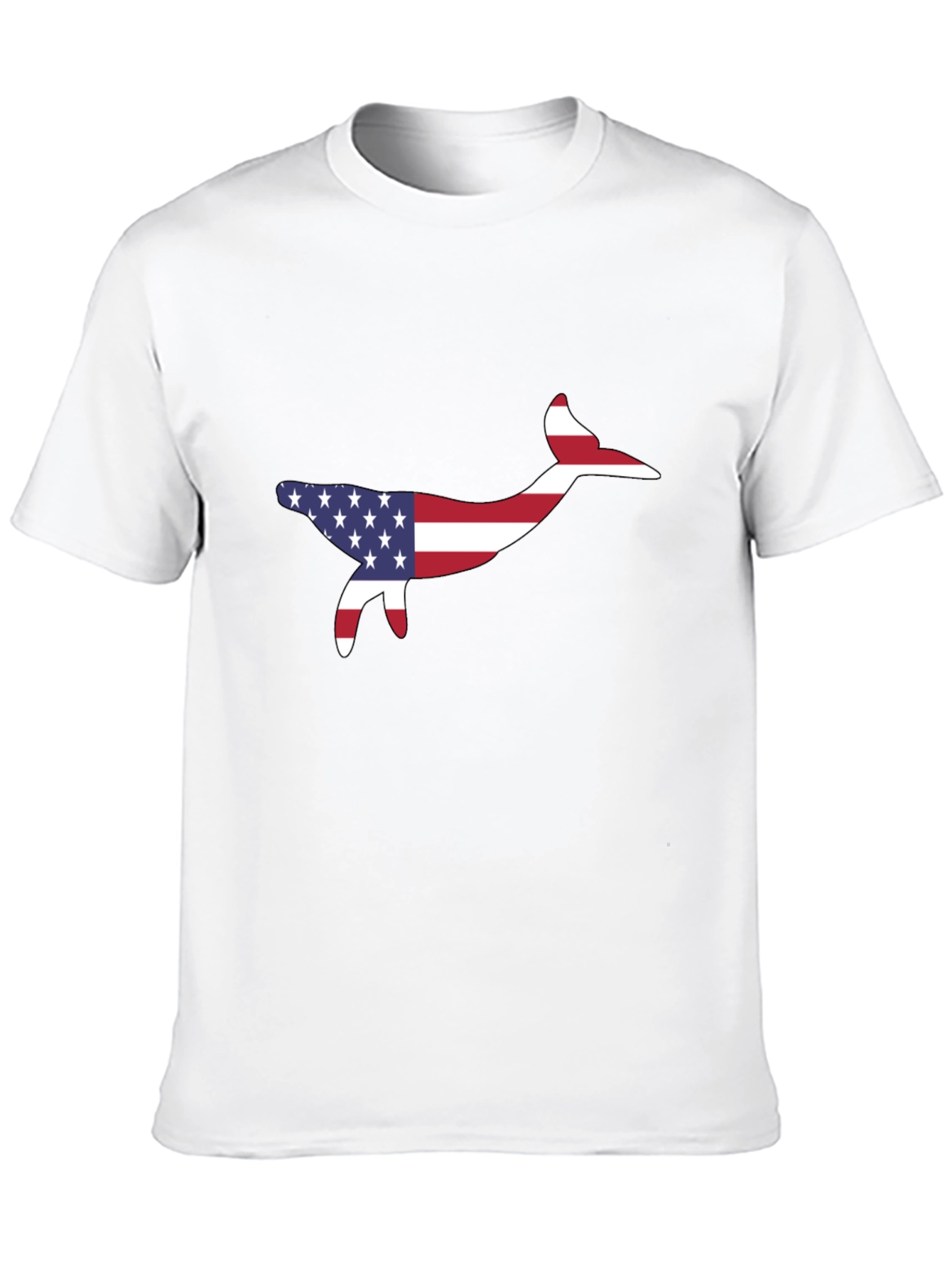 Black USA Flag Whale Graphic Tee - Patriotic Style view 10