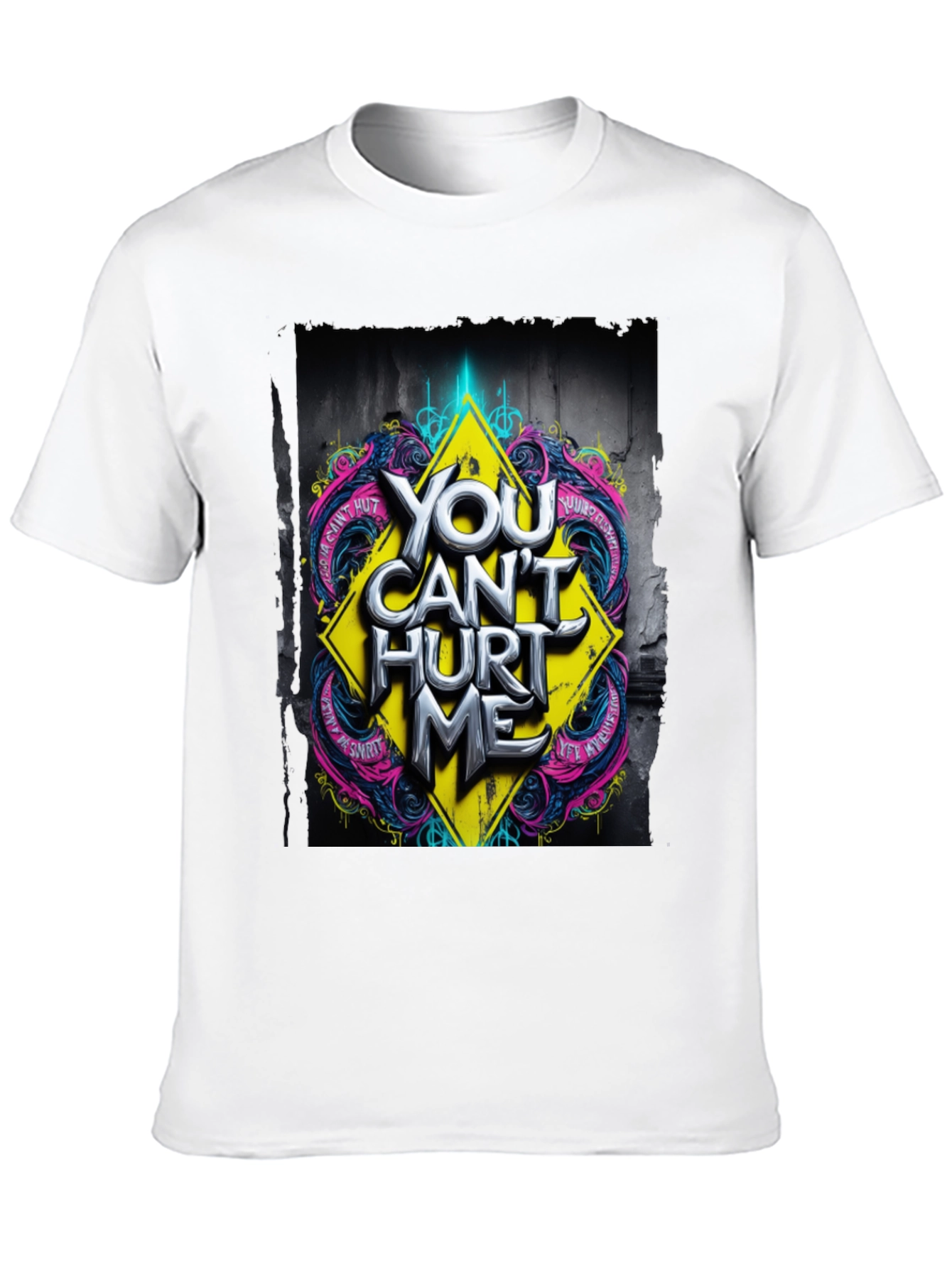 Black Edgy "You Can't Hurt Me" Graphic Black T-Shirt view 10