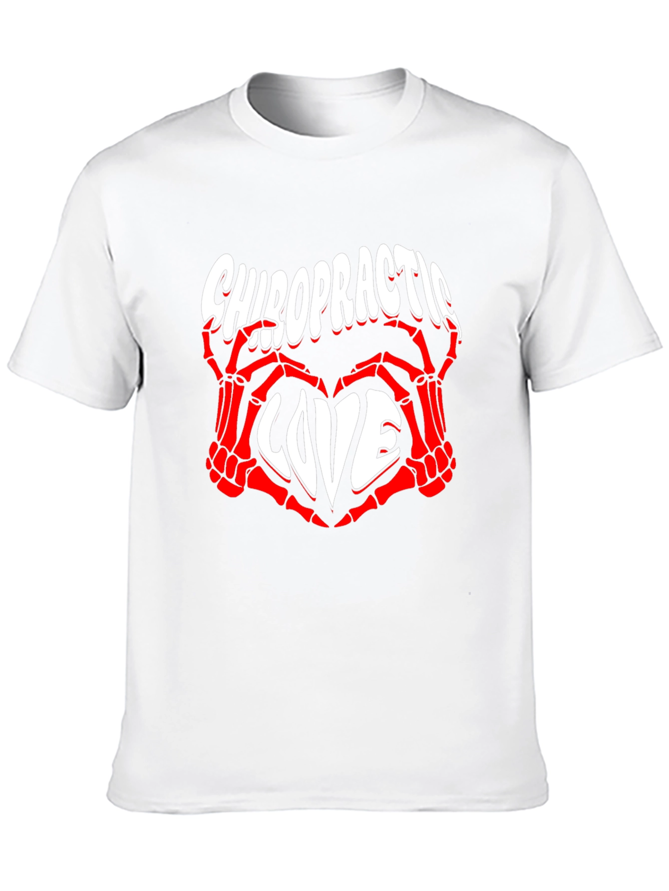 Black Chiropractic Love T-Shirt - Red Skeleton Hands Heart view 10