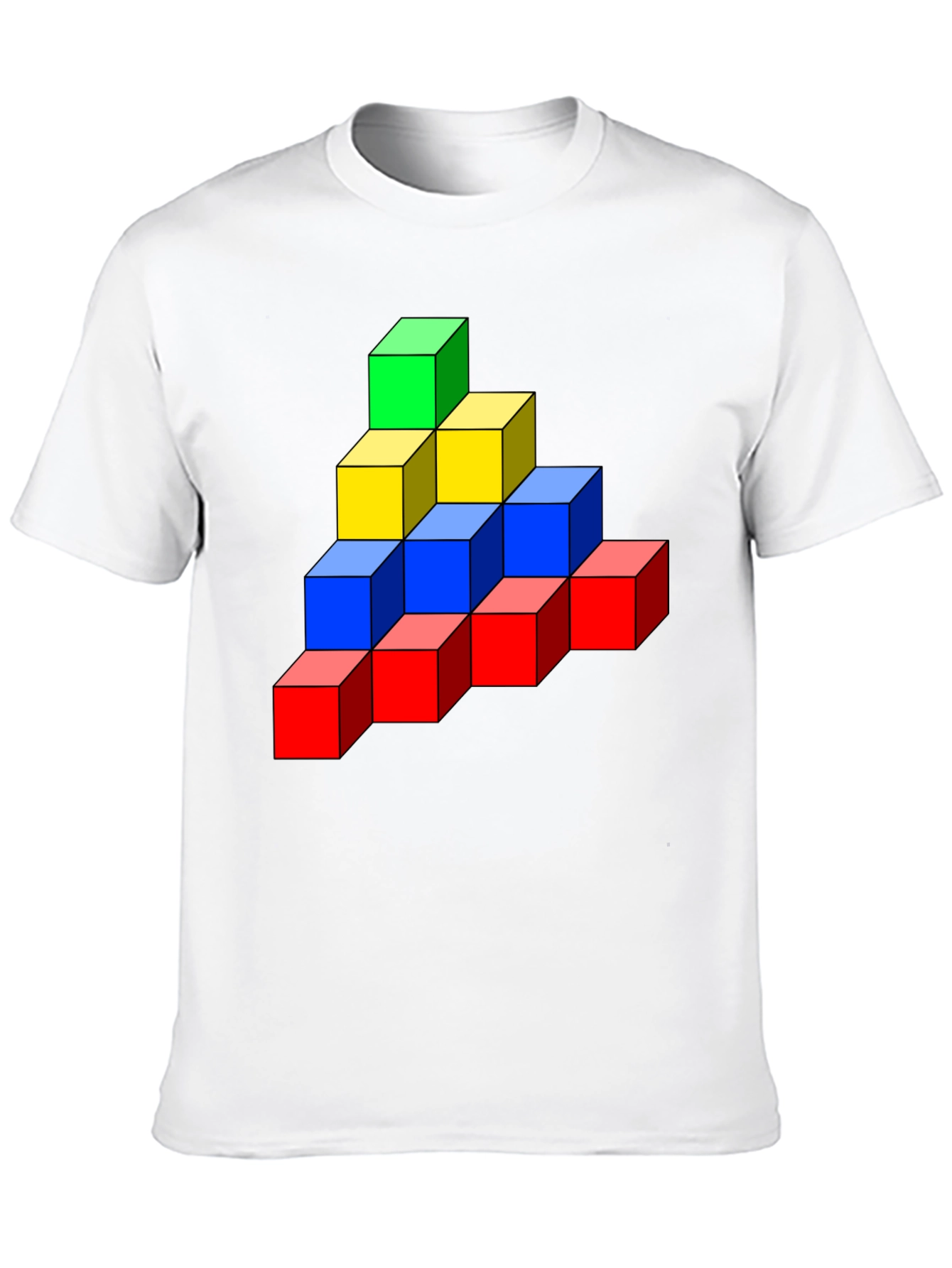 Black Colorful Cube Stack Graphic Tee - Unique Design view 10