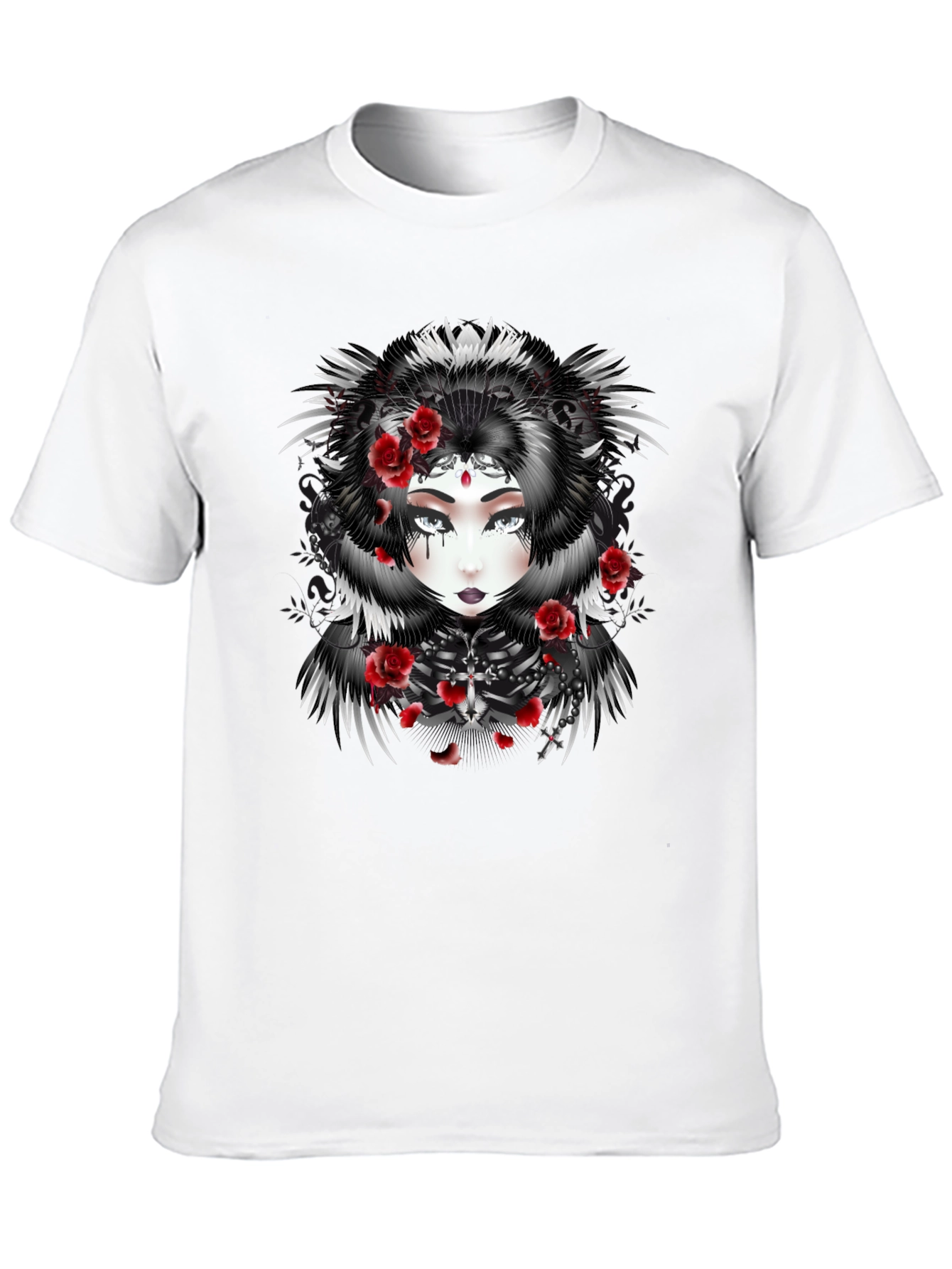 Black Gothic Rose Queen Graphic Black T-Shirt view 10