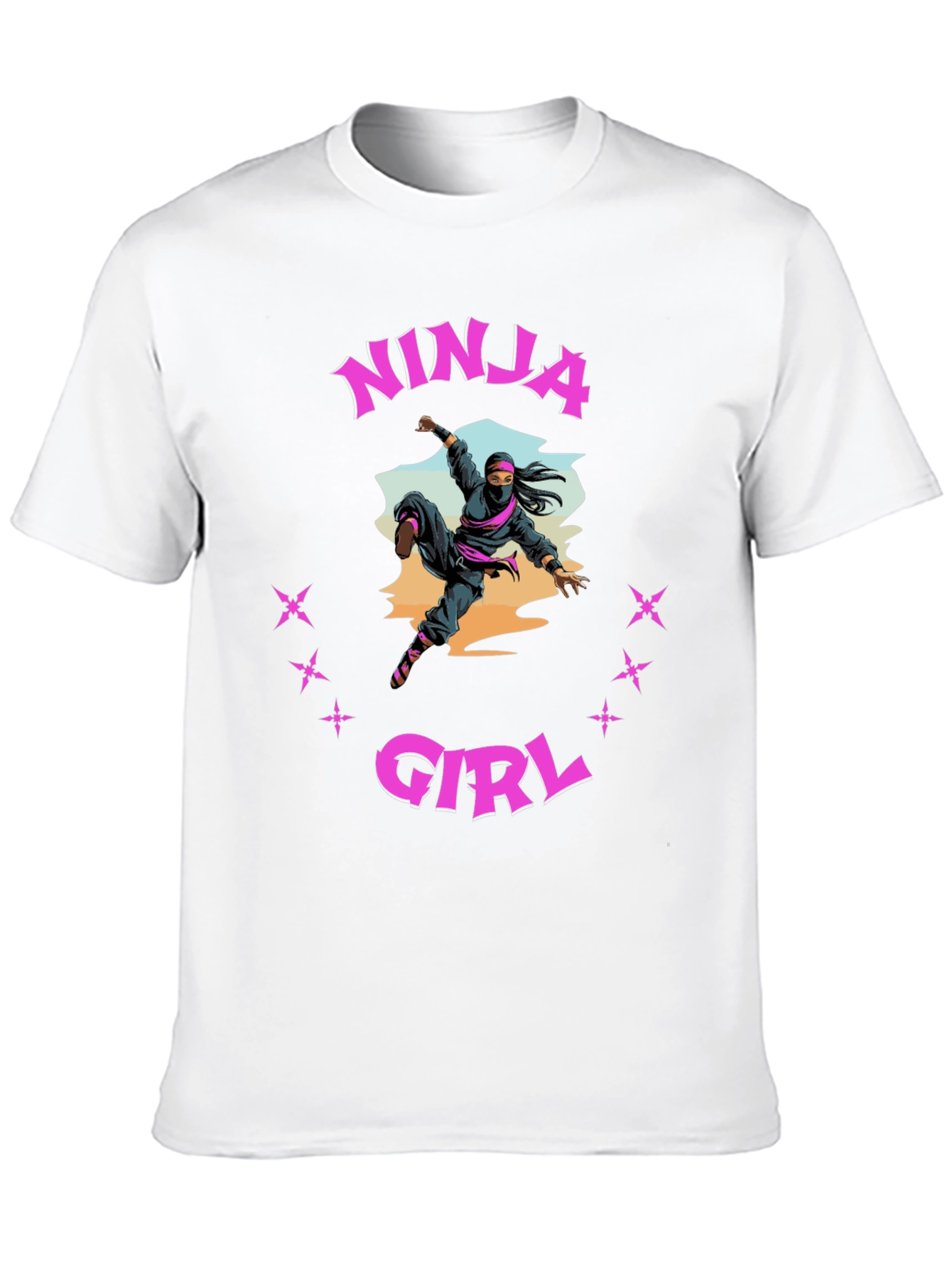 Black Ninja Girl Graphic Tee - Black Cotton T-Shirt view 10