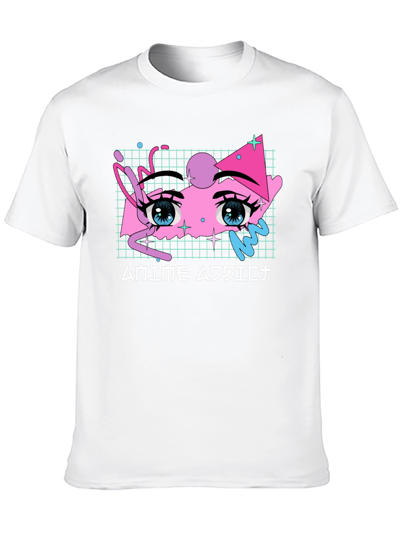 Black Anime Eyes Graphic Tee - Vaporwave Aesthetic Shirt view 10