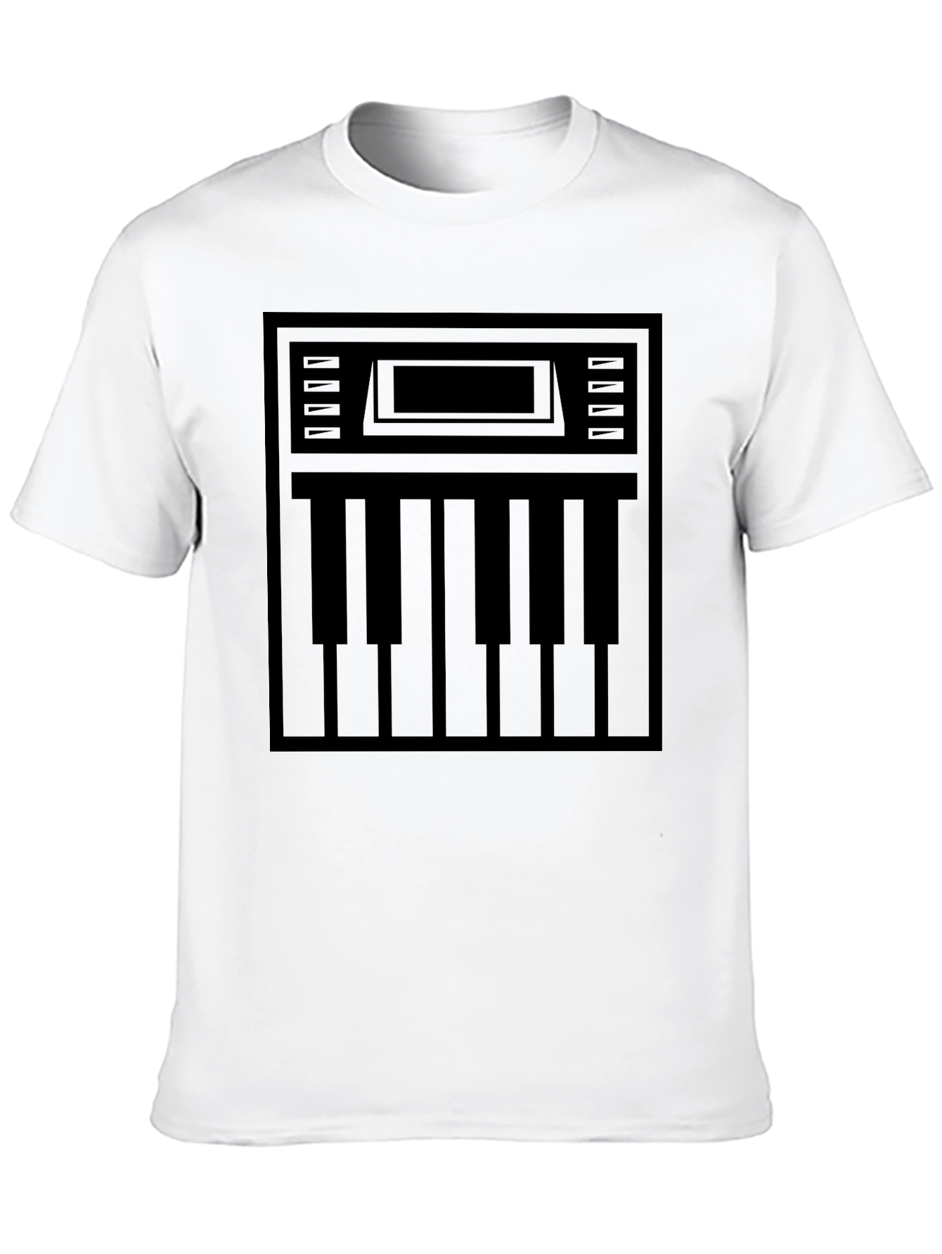 Black Synthesizer Keyboard Graphic T-Shirt view 10