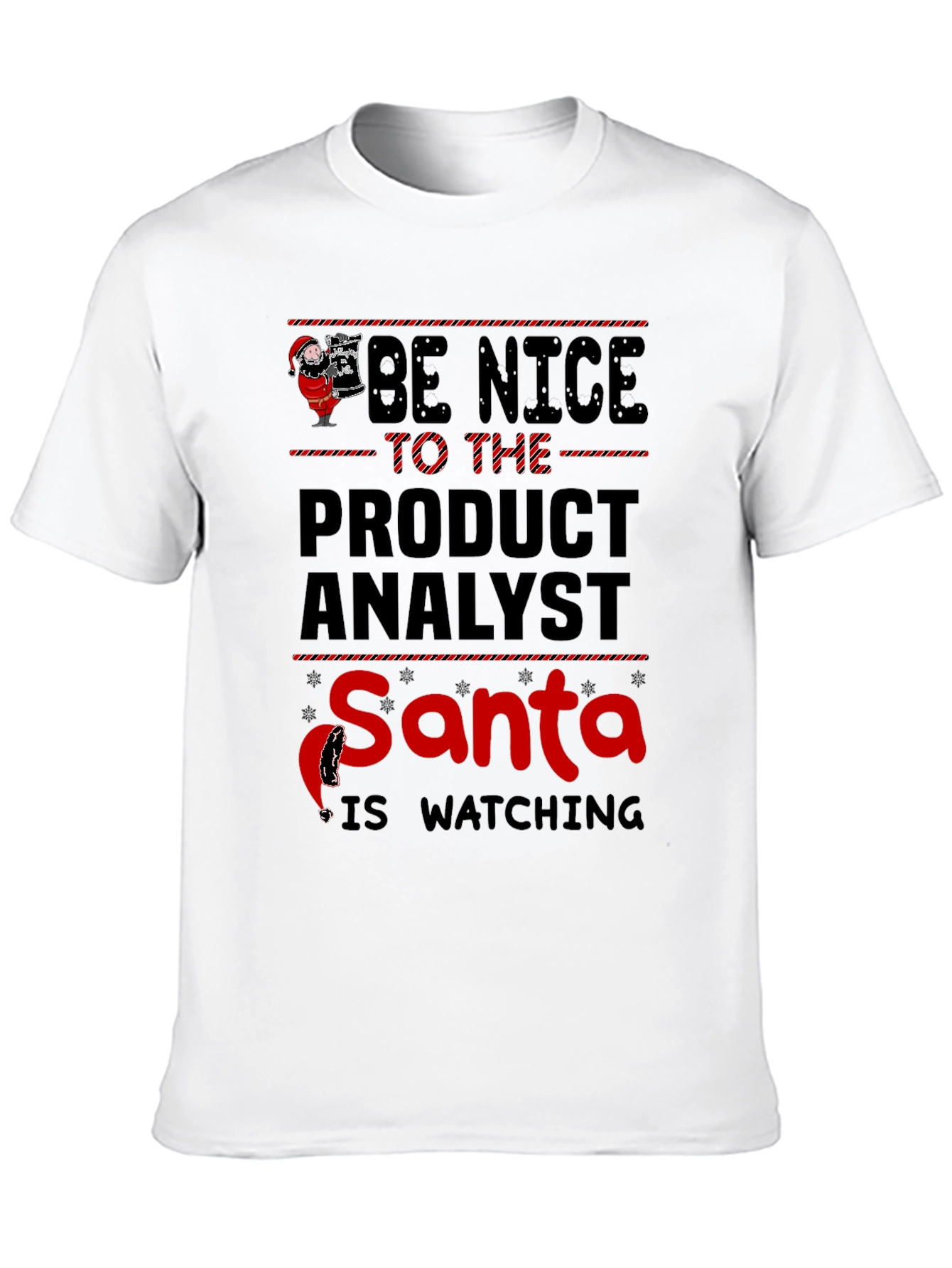 Black Be Nice To The Product Analyst Santa T-Shirt view 10