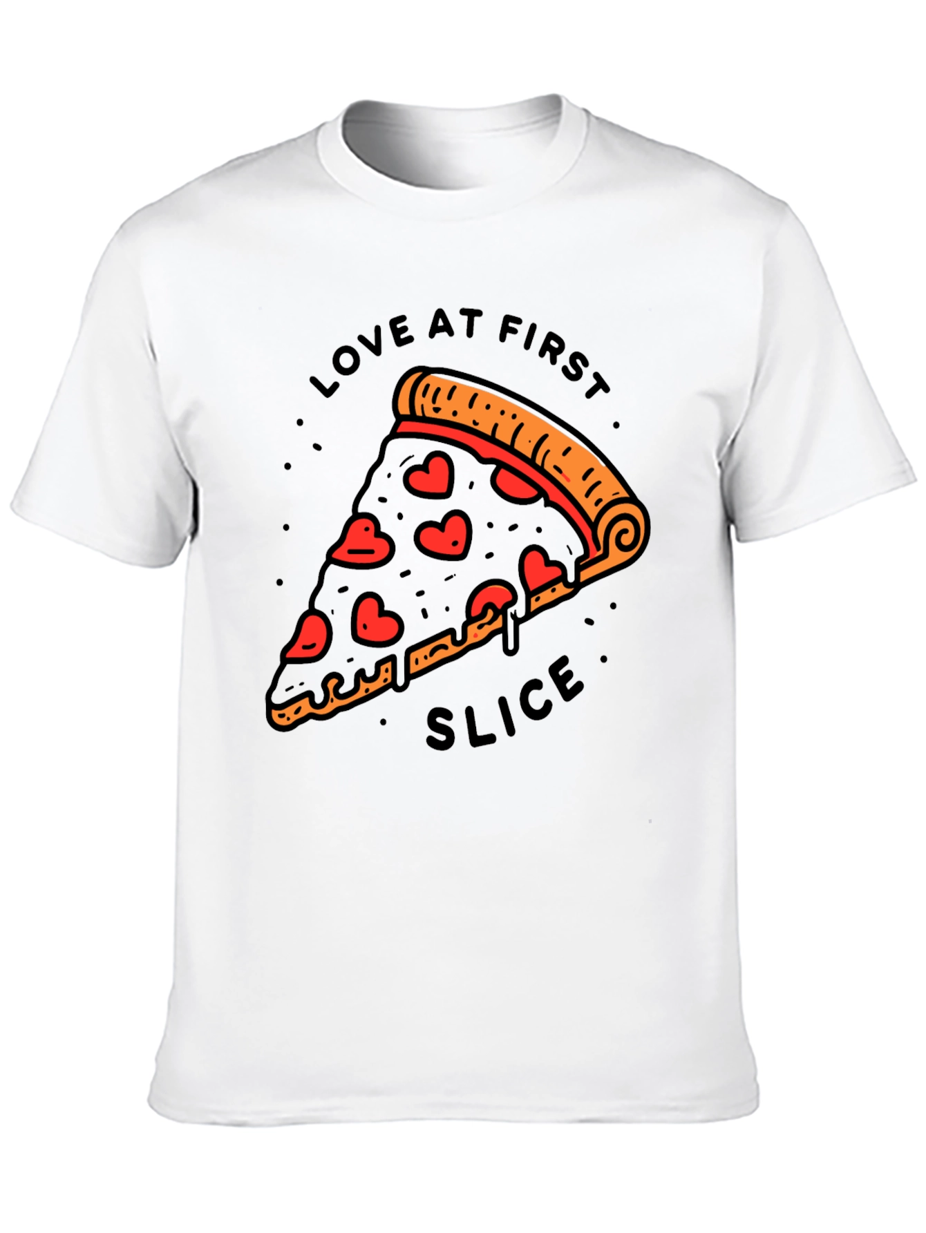 Black Love At First Slice Pizza T-Shirt - Black view 10