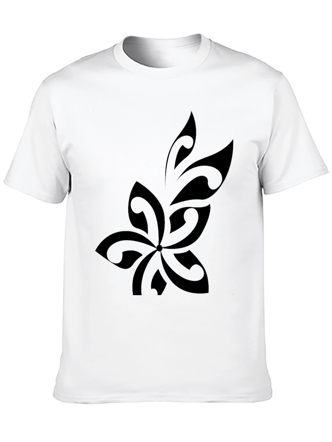Black Stylish Black T-Shirt with Tribal Flower Design view 10