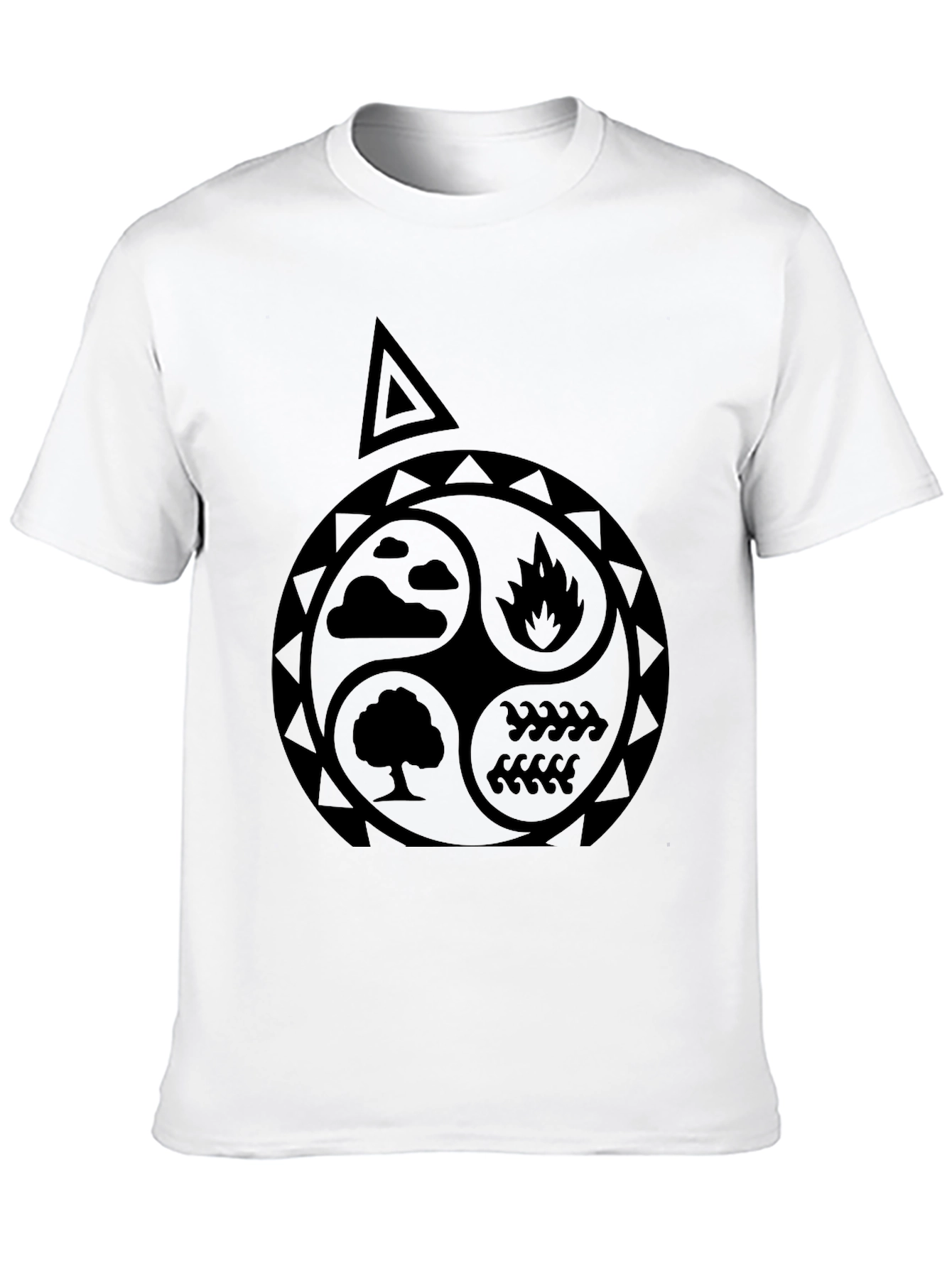 Black Elements T-Shirt: Earth, Air, Fire, Water Symbol view 10
