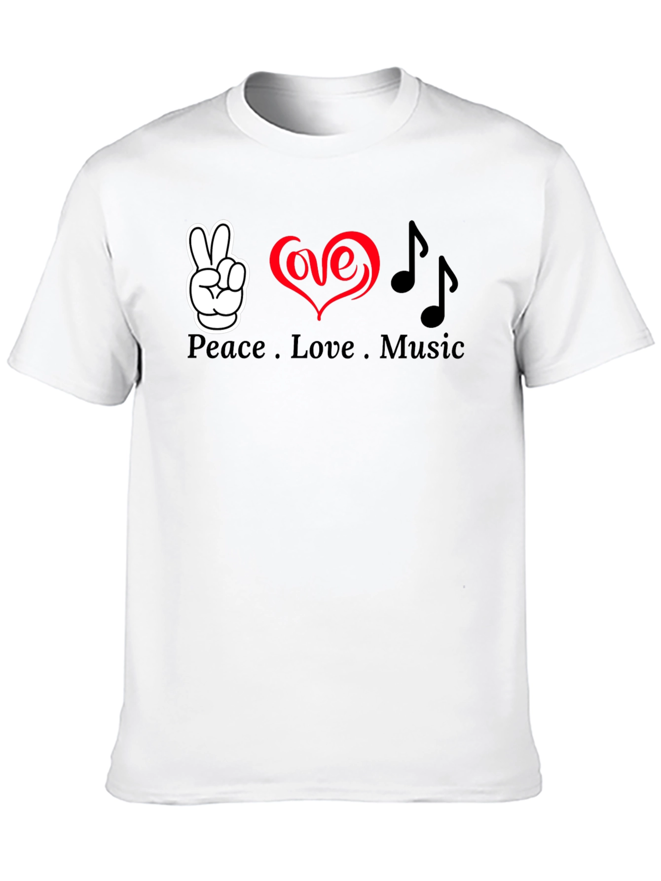 Black Peace Love Music Graphic T-Shirt - Soft Cotton Blend view 10