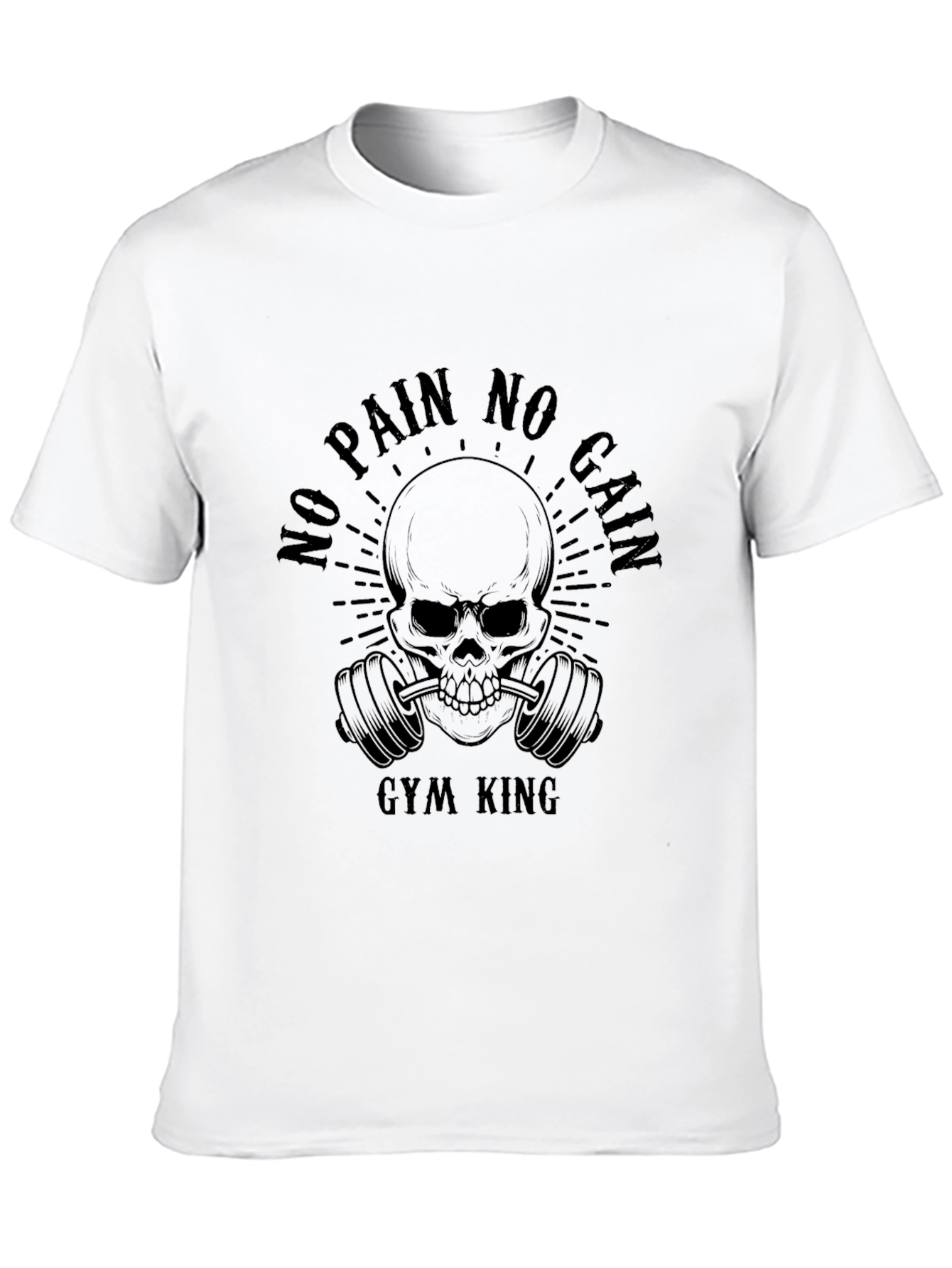 Black Gym King No Pain No Gain Skull T-Shirt view 10