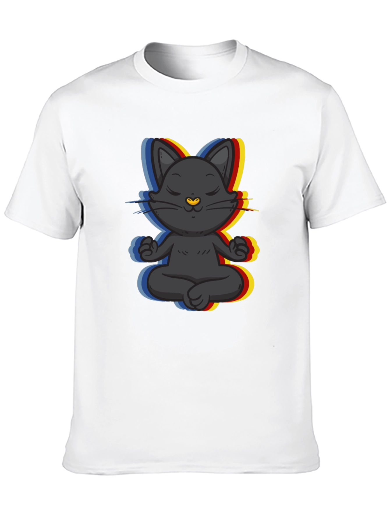 Black Zen Cat T-Shirt - Meditating Feline Tee view 10