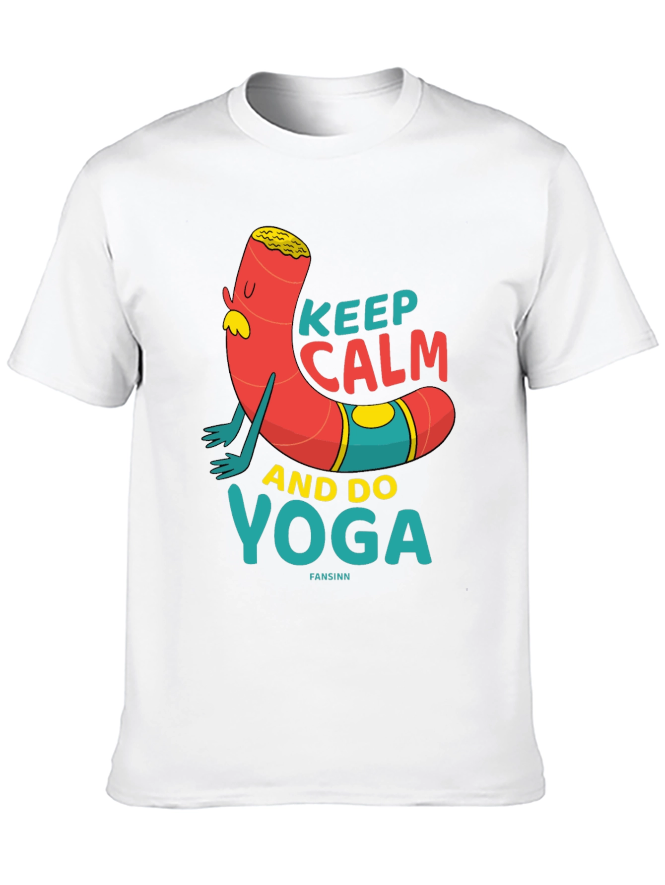 Black Keep Calm Yoga Cartoon T-Shirt view 10