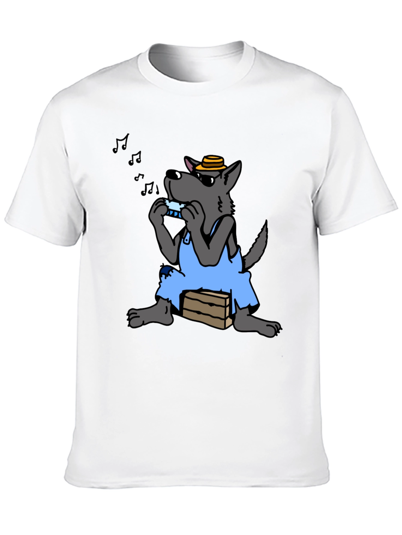 Black Harmonica Wolf Graphic Tee - Unique Design view 10