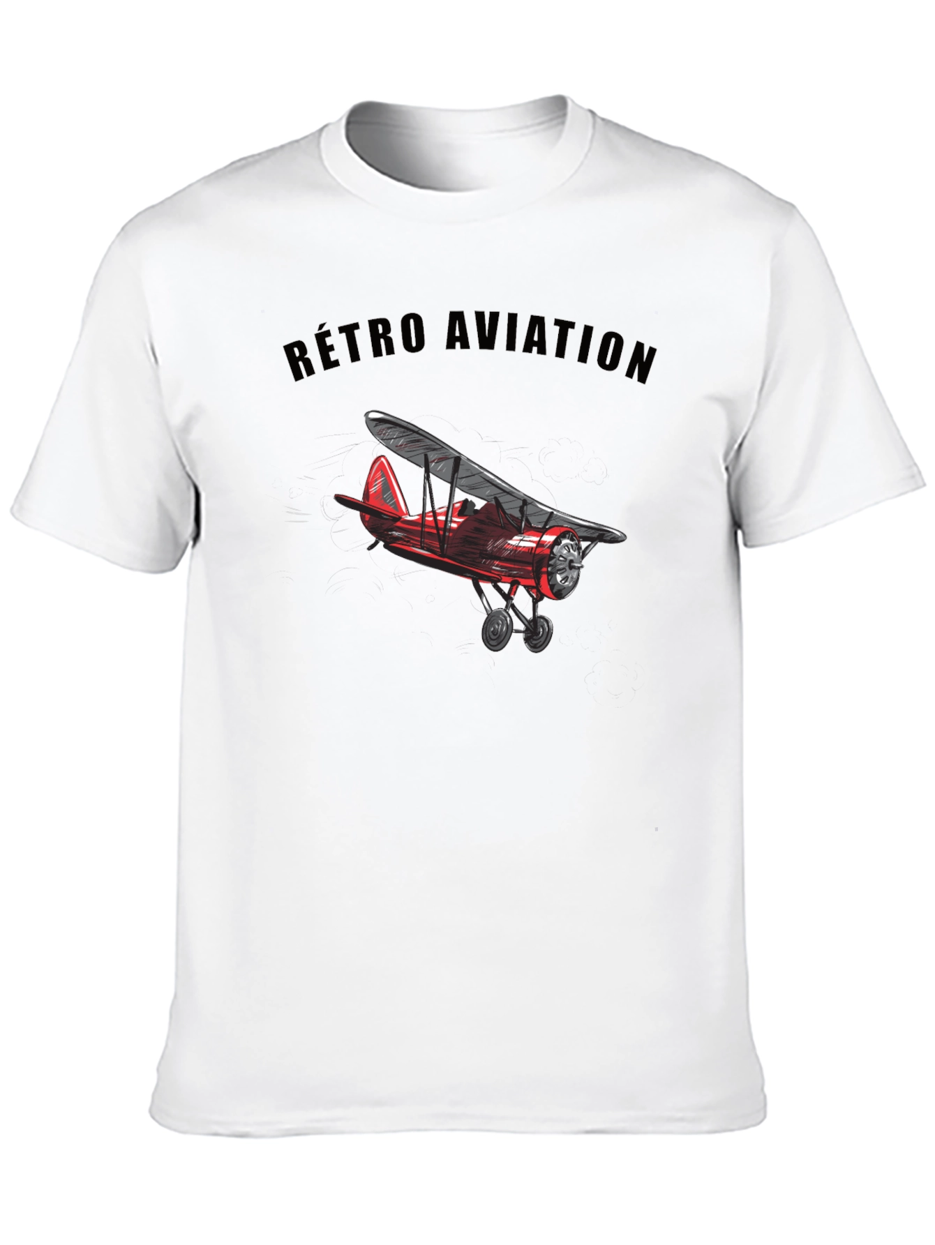 Black Retro Aviation Biplane Graphic T-Shirt view 10