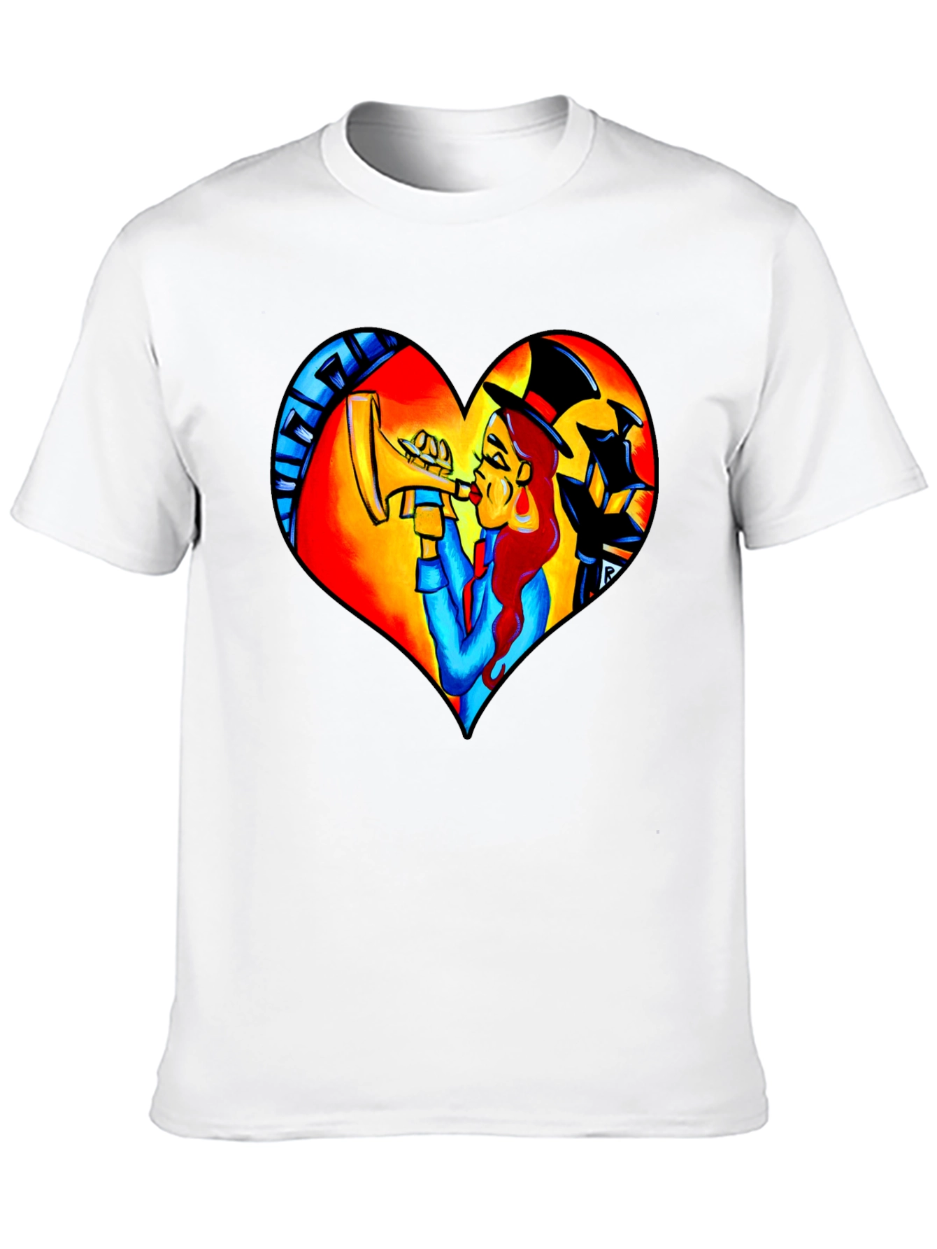 Black Jazz Heart T-Shirt - Musical Design view 10