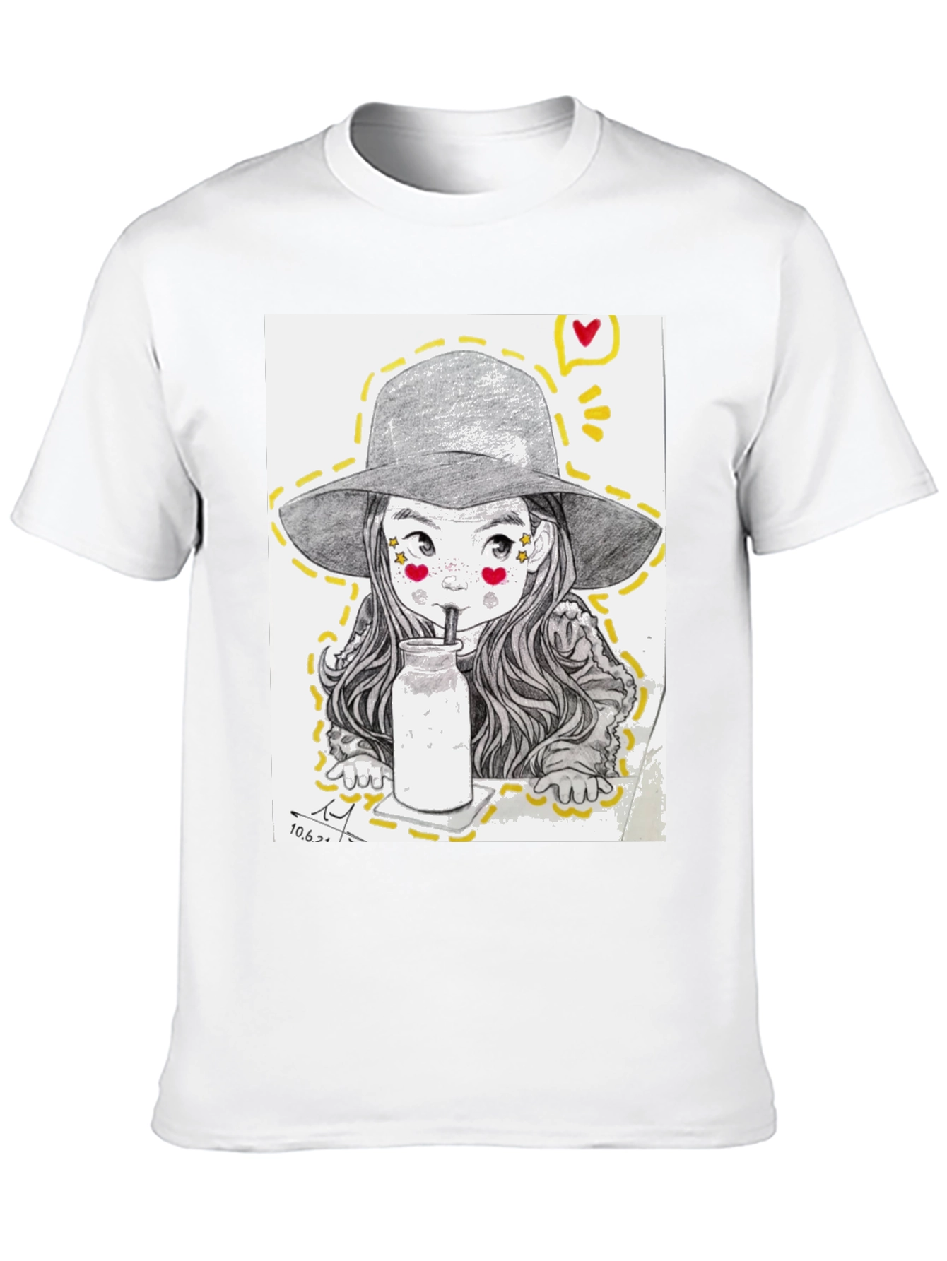 Black Charming Sketch Style Graphic Tee view 10