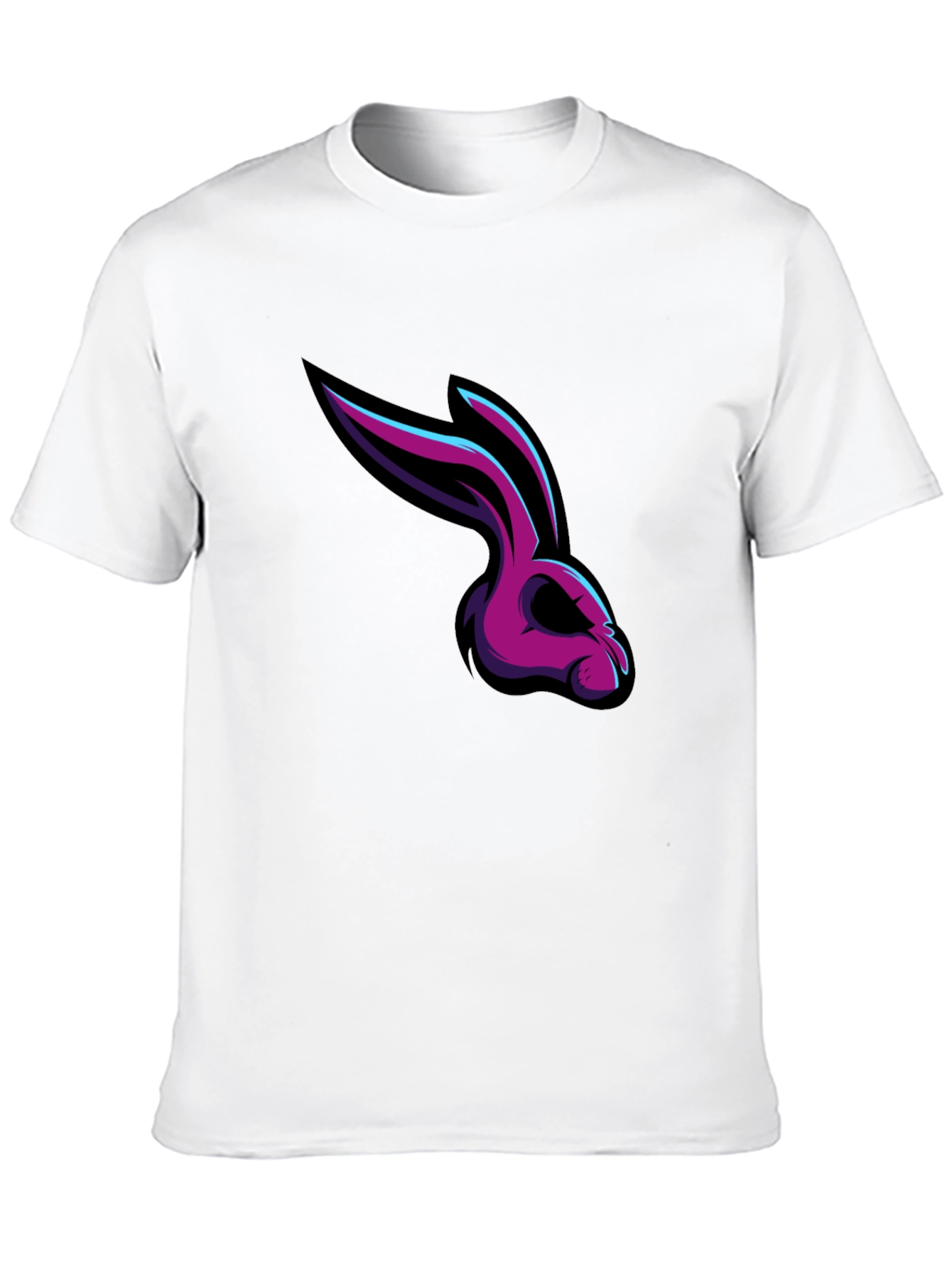 Men's Black T-Shirt with Rabbit Graphic - 10