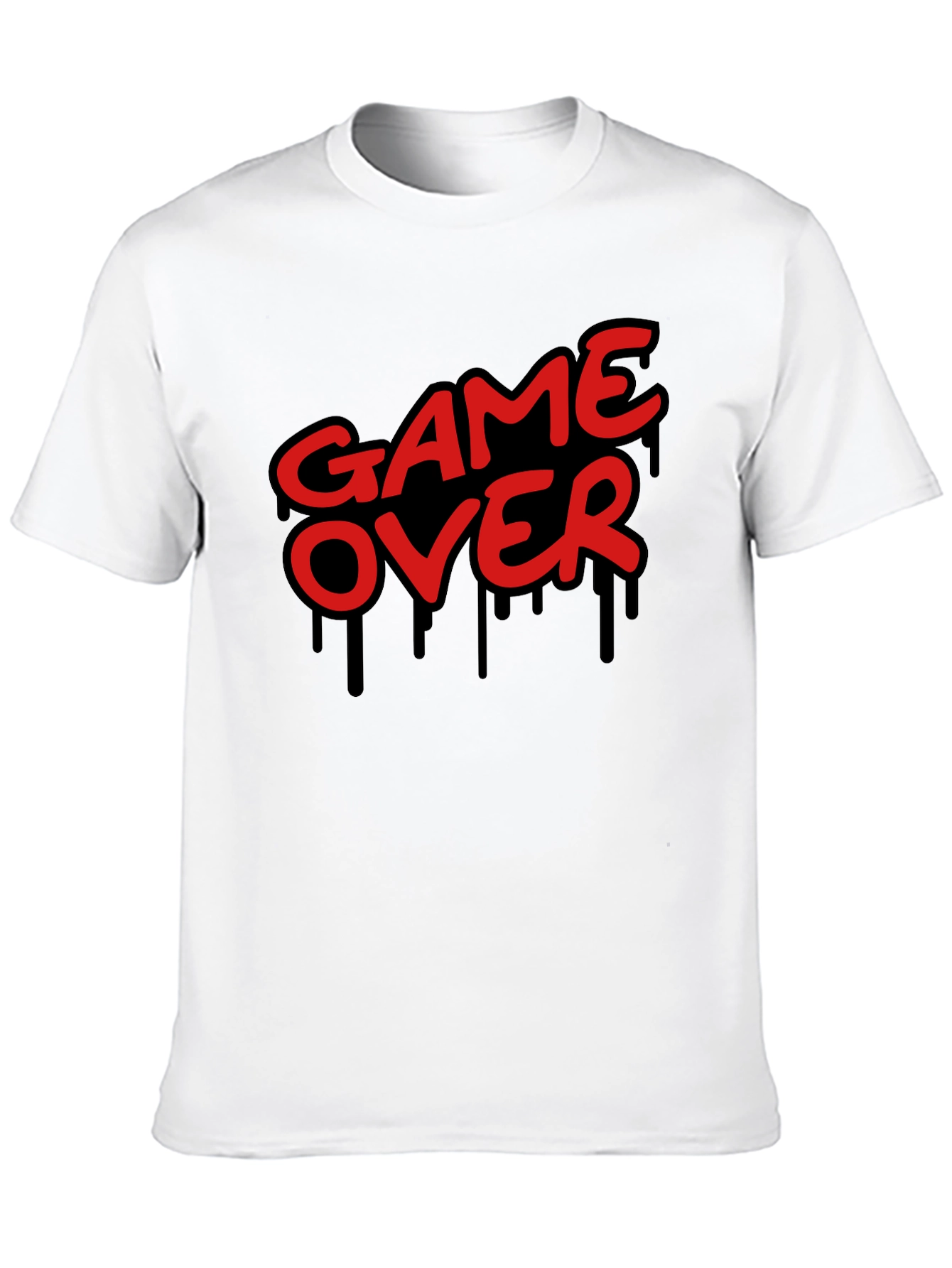 Black Game Over Graphic Print Crew Neck T-Shirt view 10