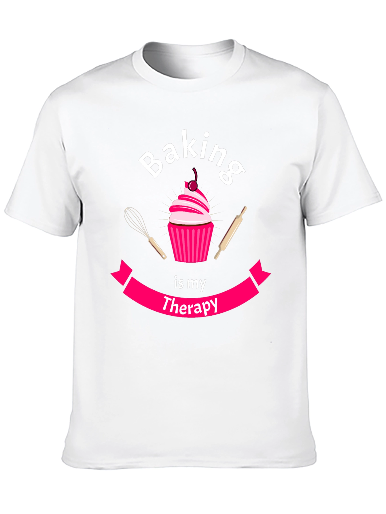 Black Baking is My Therapy T-Shirt - Cupcake Design view 10