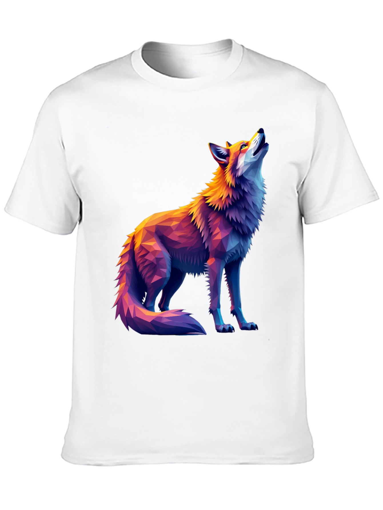 Black Geometric Wolf Graphic Tee - Artistic Black T-Shirt view 10