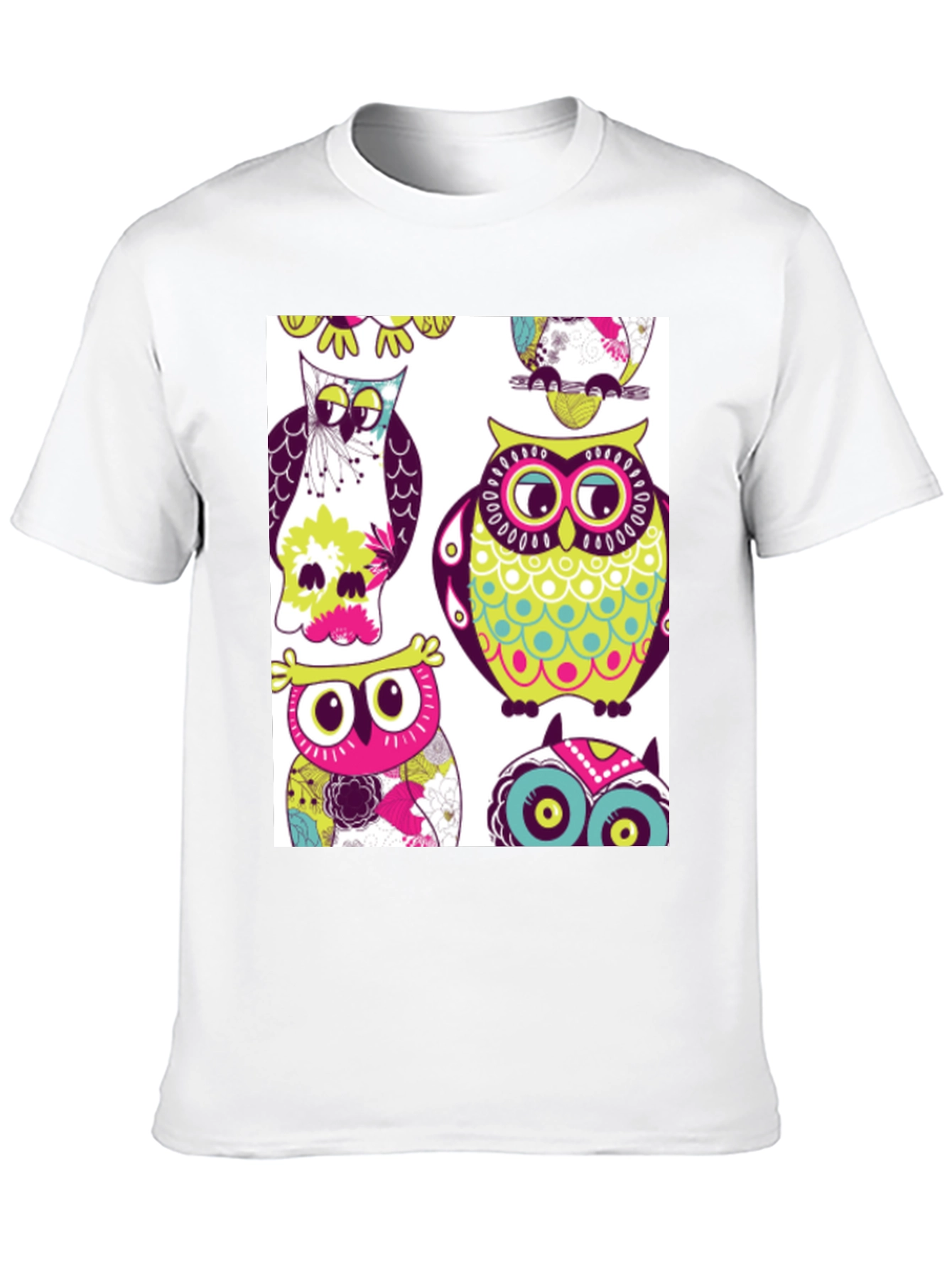 Black Owl Pattern Graphic Print Crew Neck Tee view 10