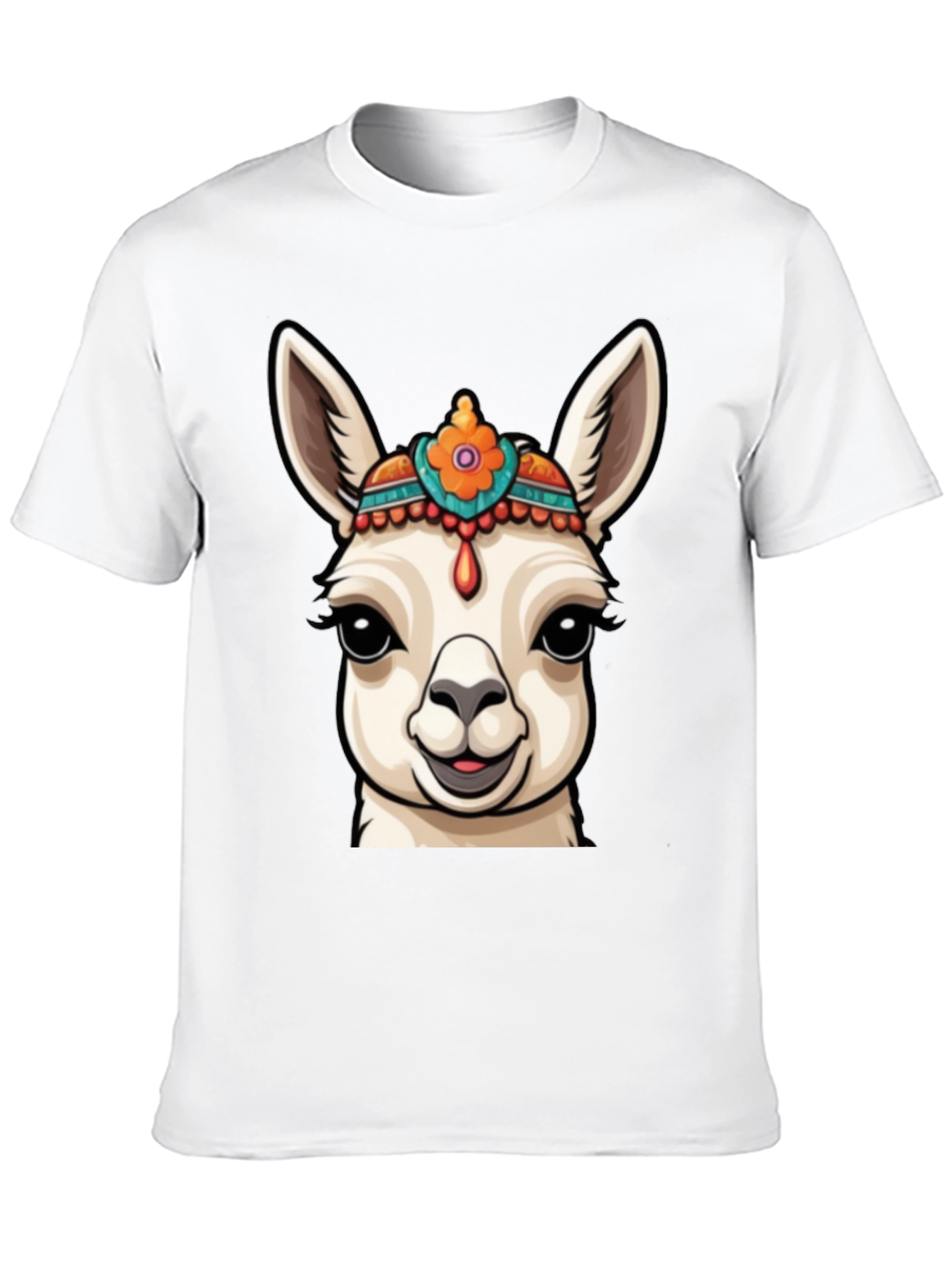 Black Llama Head Graphic Tee - Unique Animal Print view 10
