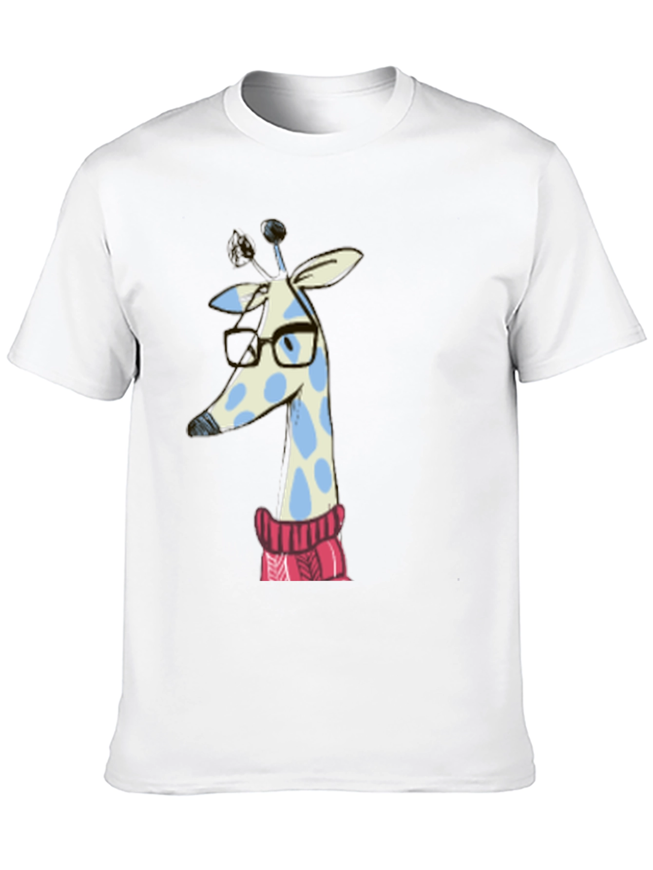 Black Giraffe in Sweater Graphic Tee - Unisex Black T-Shirt view 10