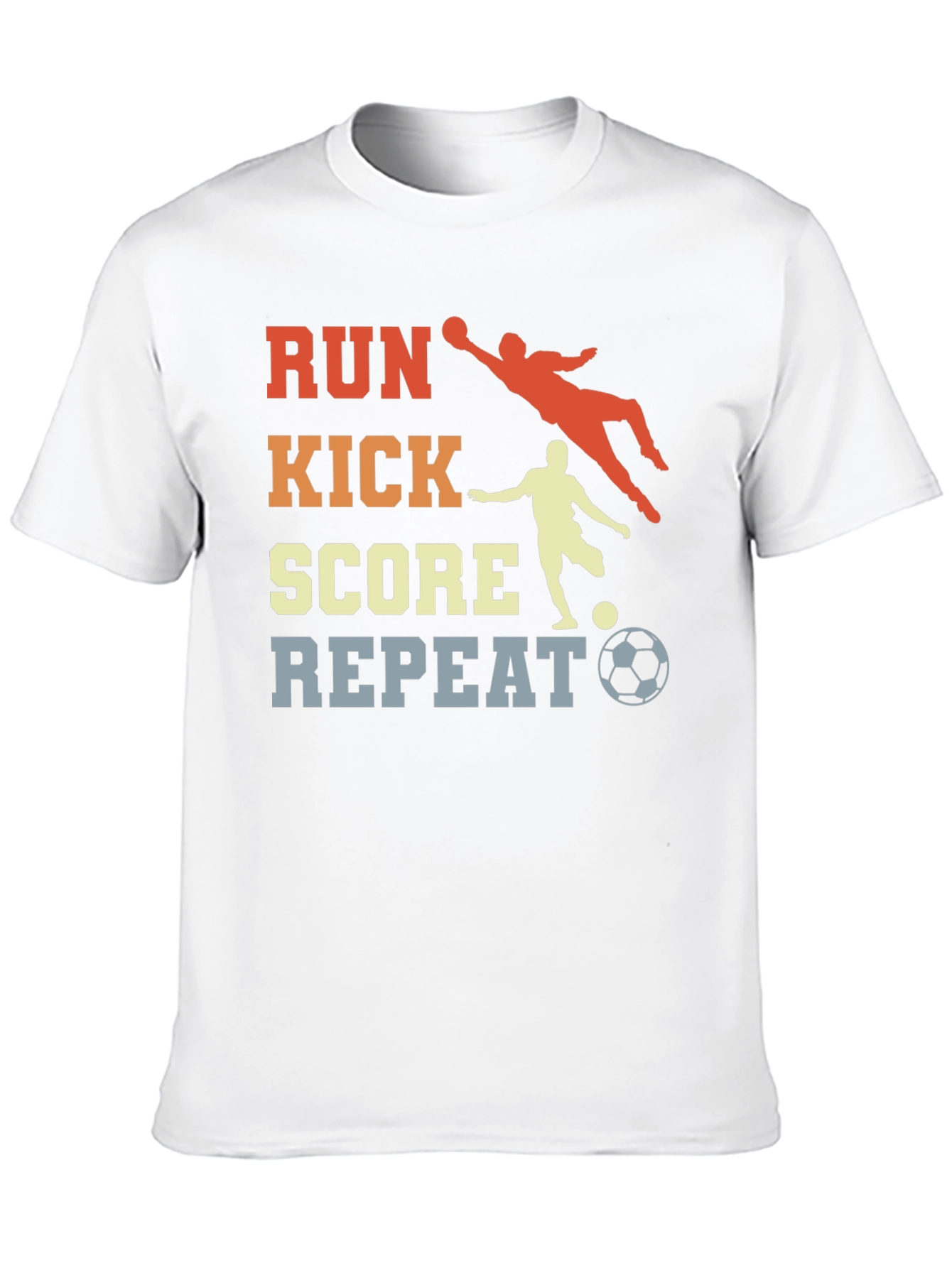 Black Run Kick Score Repeat Soccer T-Shirt view 10