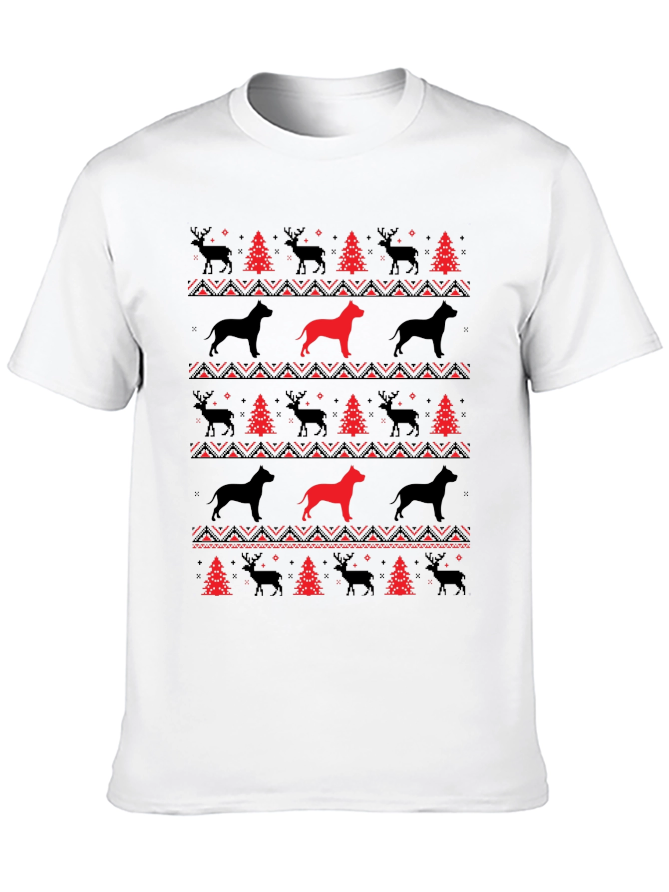 Black Festive Dog & Reindeer Holiday T-Shirt view 10