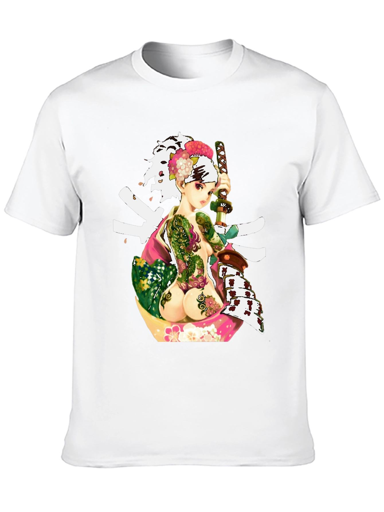 Black Samurai Girl Tattoo T-Shirt - Unique Graphic Tee view 10