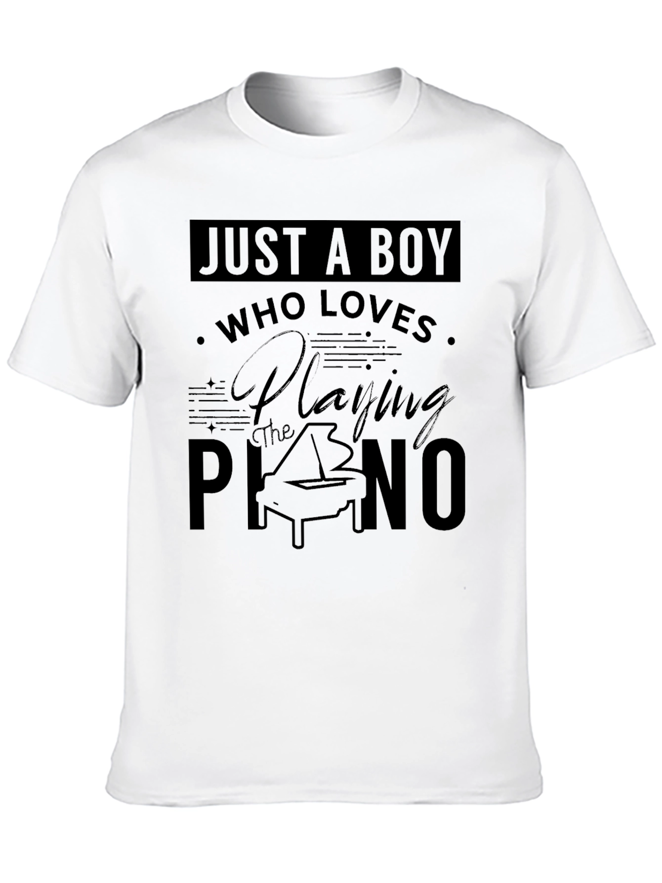 Black Just A Boy Who Loves Playing Piano T-Shirt view 10