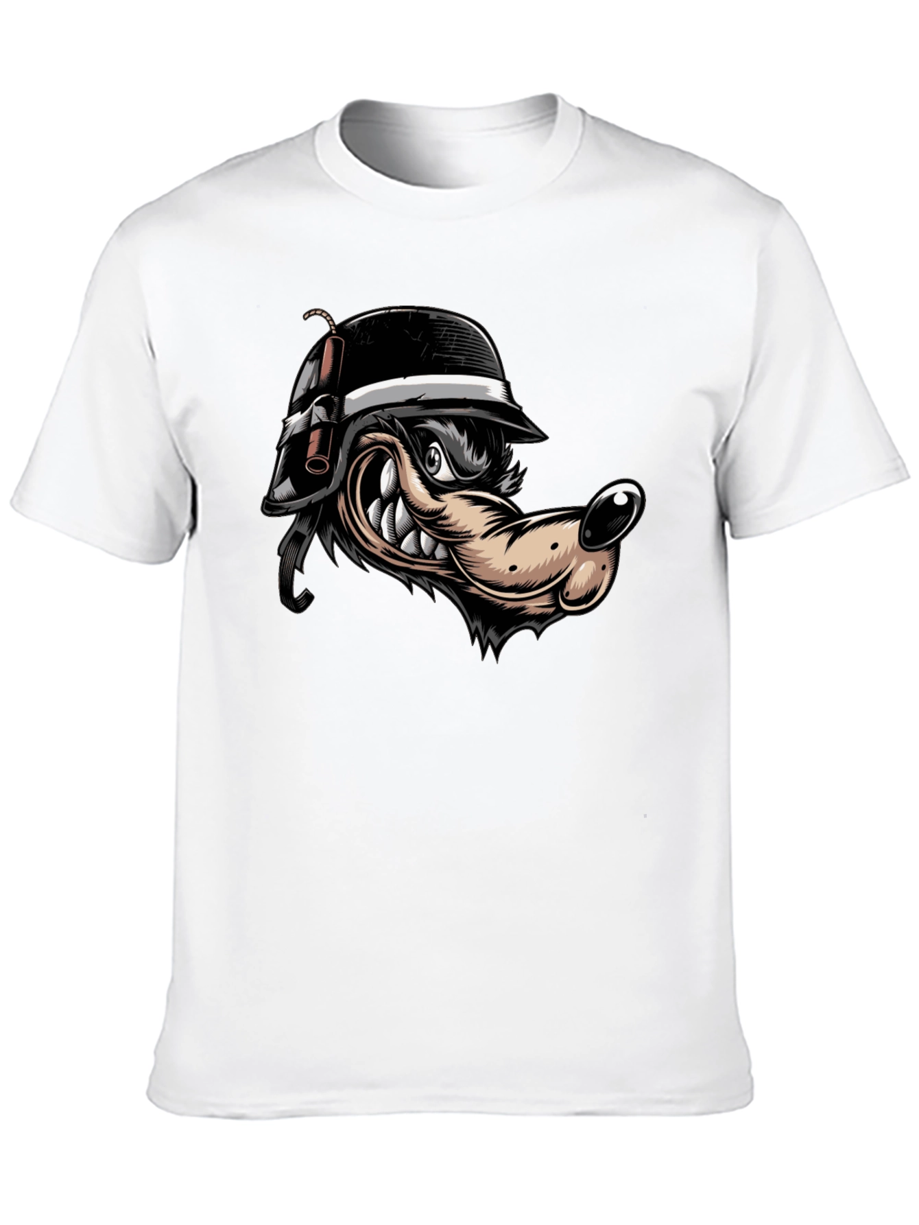 Black Black Wolf Cartoon Graphic T-Shirt view 10