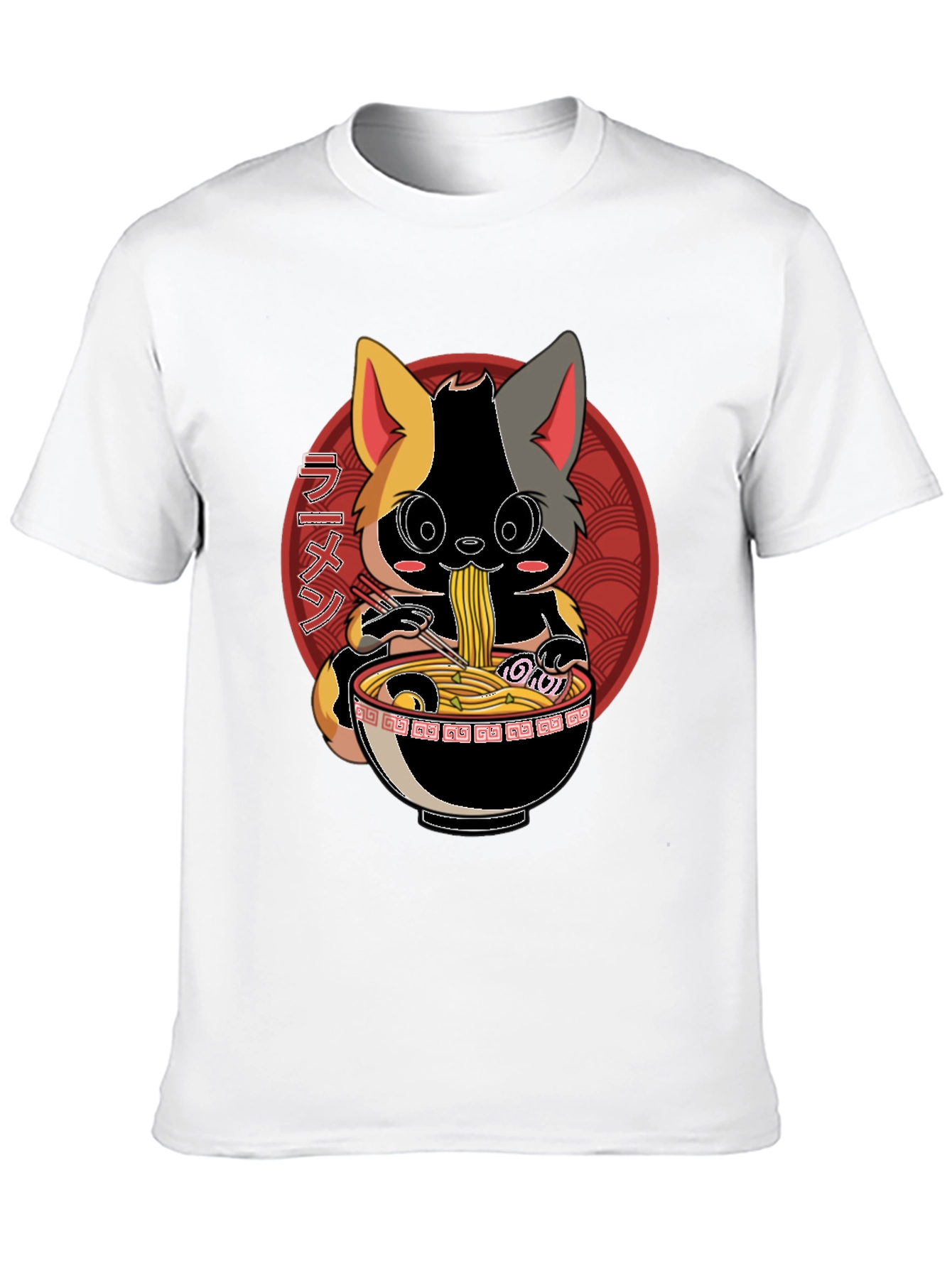 Black Ramen Cat T-Shirt - Anime Style view 10
