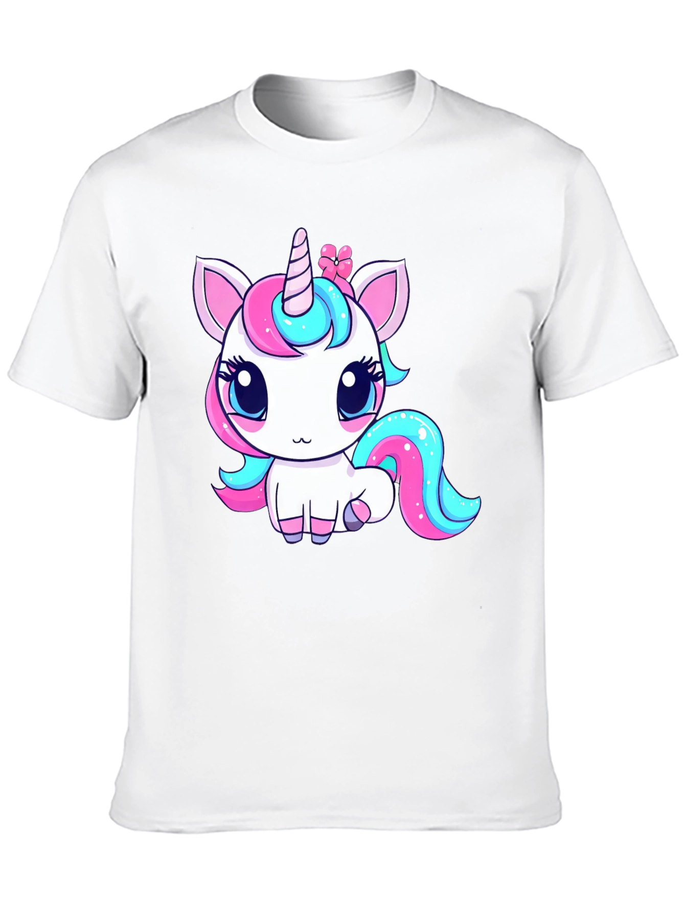 Black Cute Cartoon Unicorn Black T-Shirt view 10