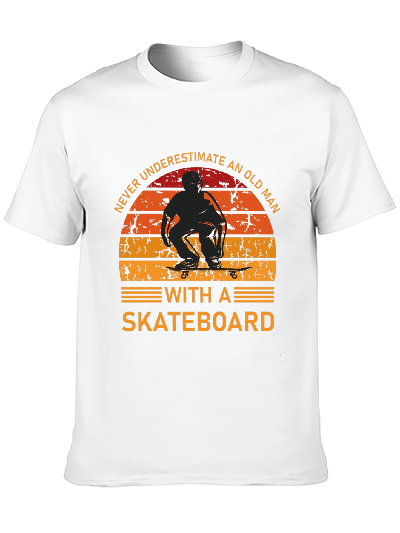 Black Never Underestimate An Old Man Skateboard T-Shirt view 10