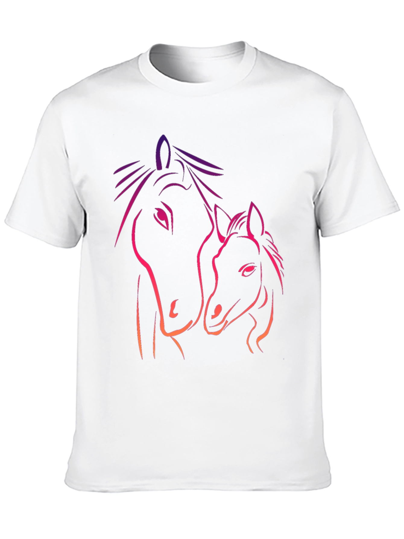 Black Horse Mama & Foal Graphic Tee - Black Cotton T-Shirt view 10