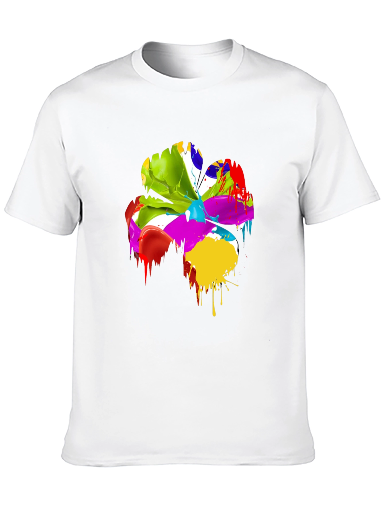 Black Abstract Paint Splatter Clover T-Shirt view 10