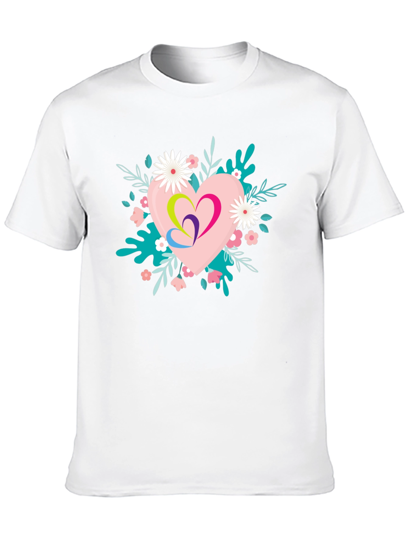 Black Floral Heart Graphic Black T-Shirt view 10