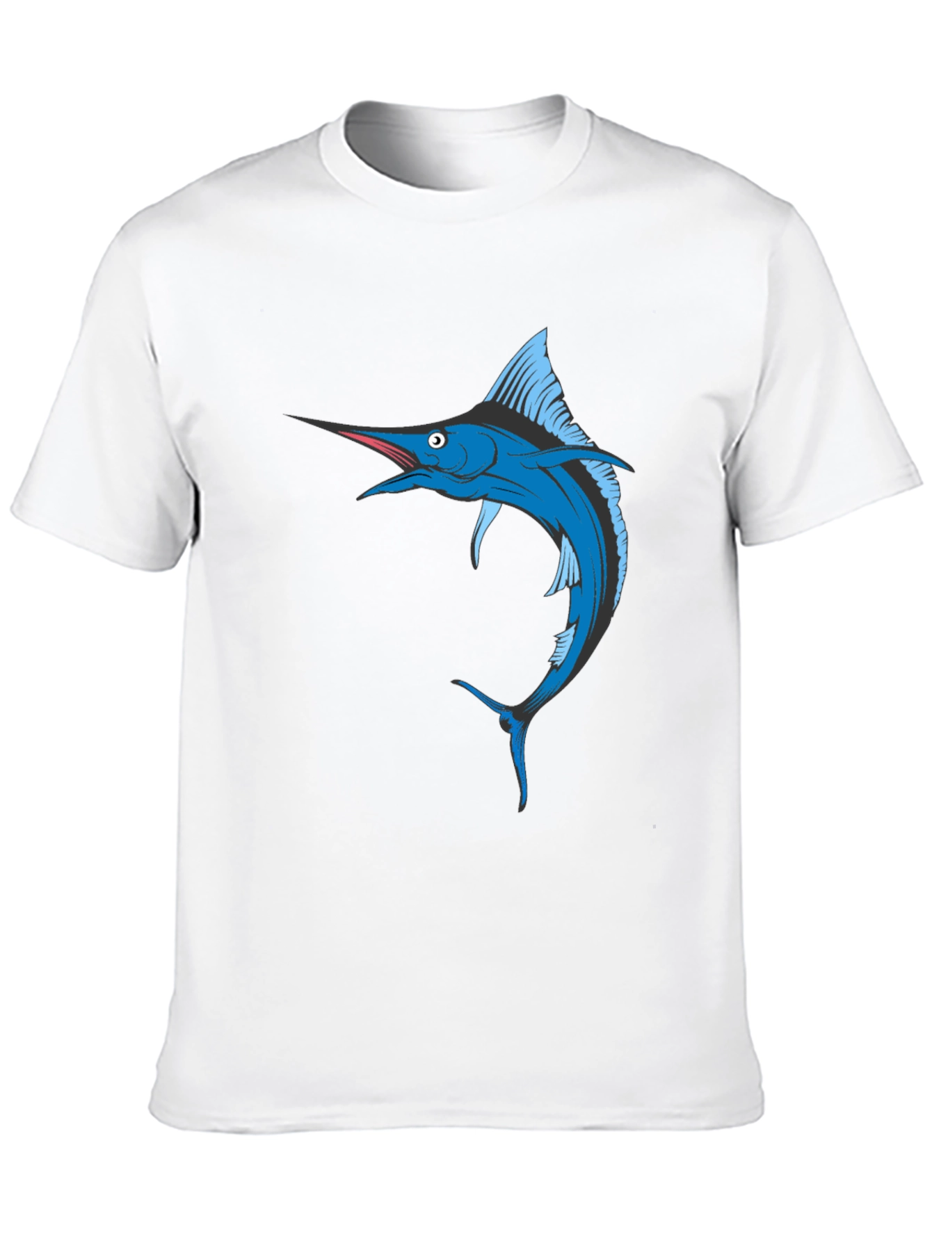 Black Blue Marlin Fish Graphic T-Shirt - Black Cotton Tee view 10