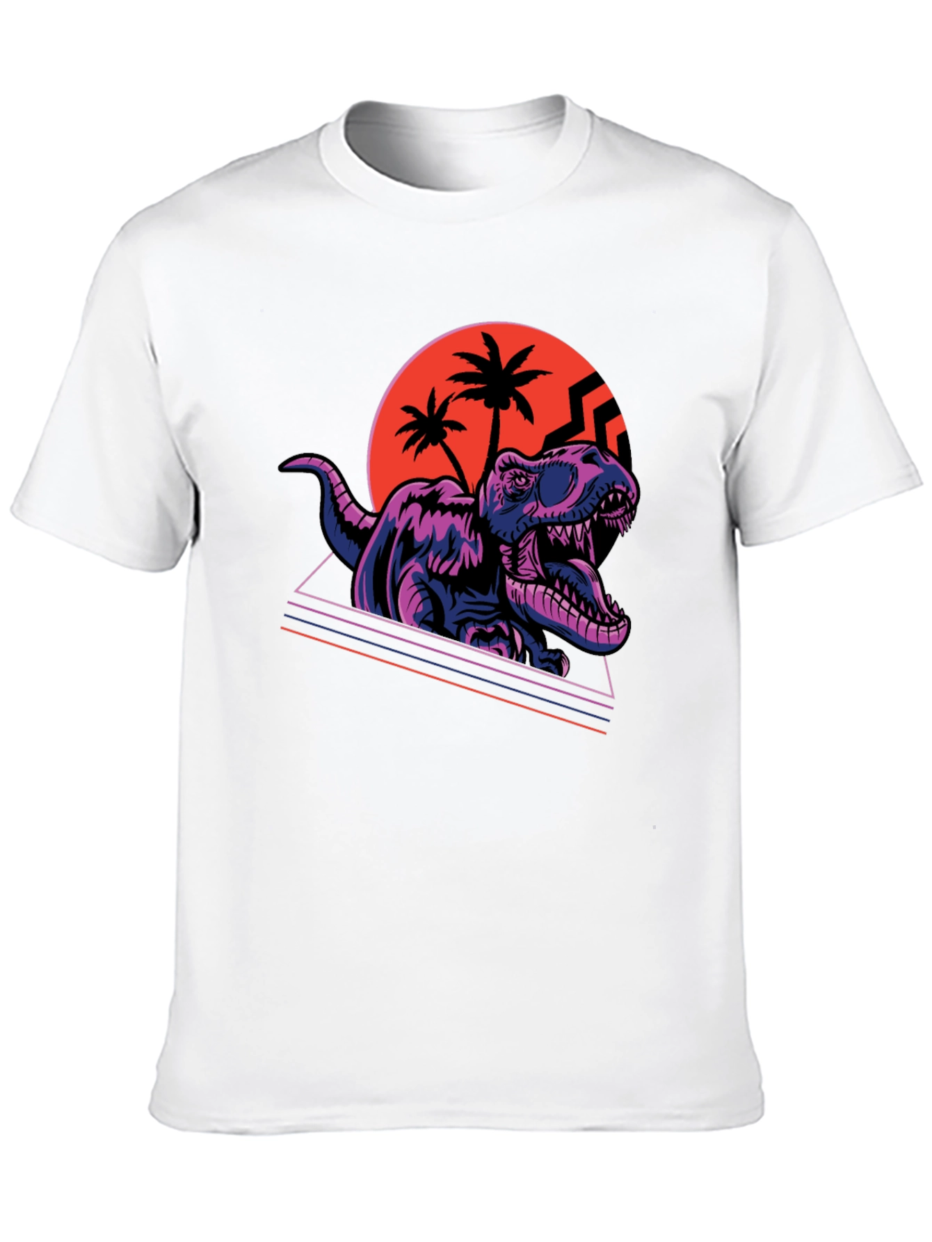 Black Retro Dinosaur T-Shirt - Synthwave Rex Tee view 10