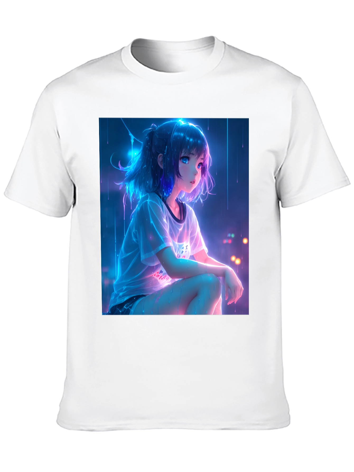 Black Anime Girl Graphic Black T-Shirt view 10