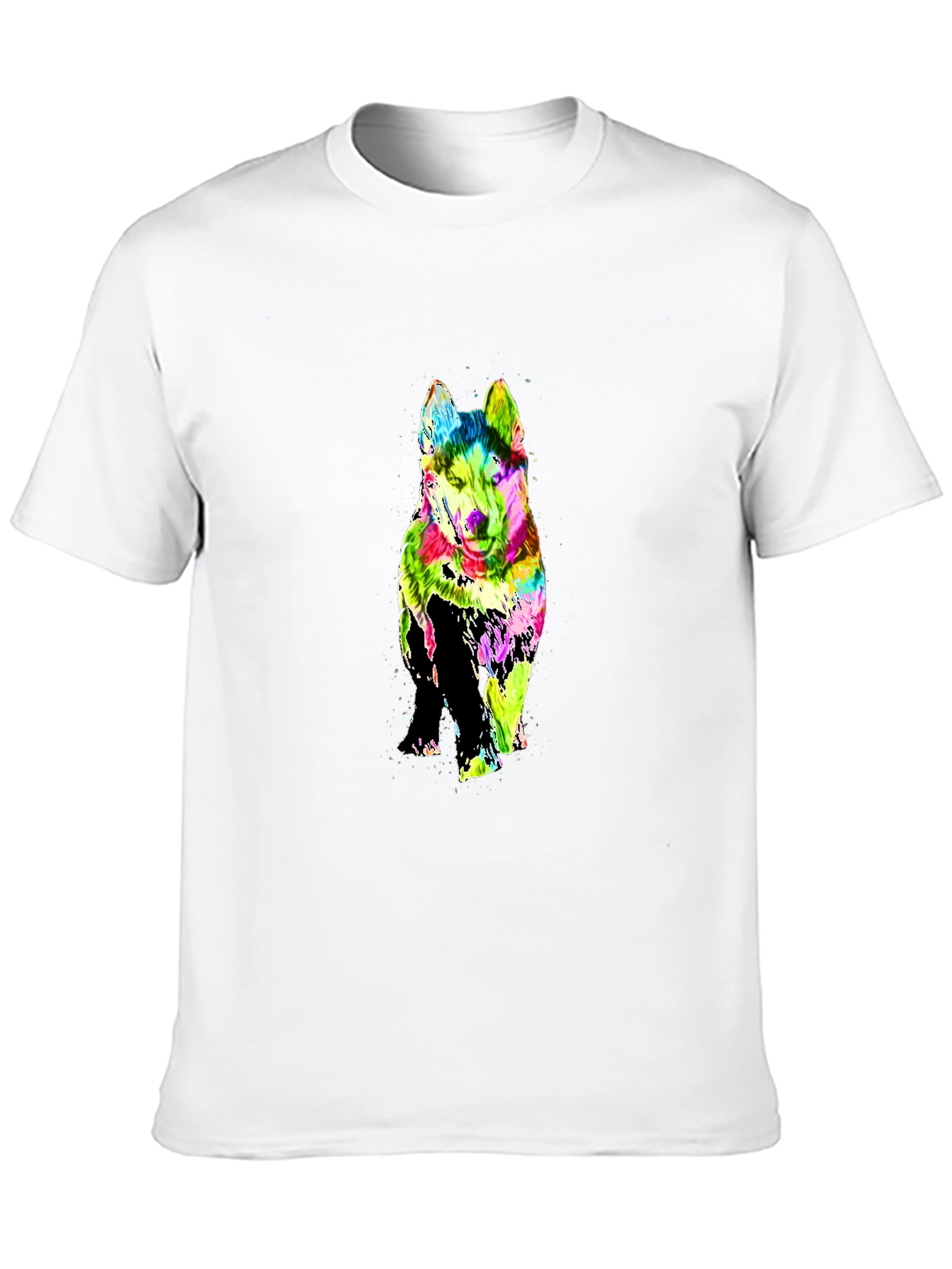 Black Colorful Husky Graphic Print Black T-Shirt view 10