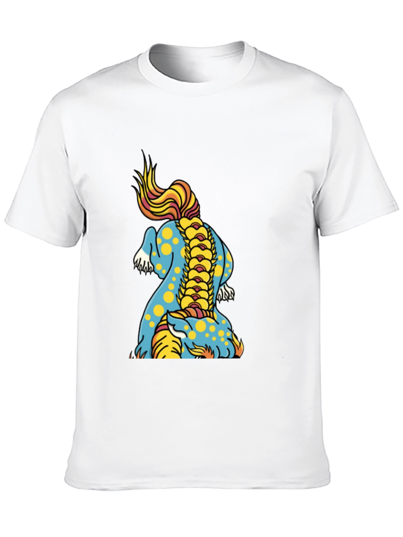 Black Men's Black T-Shirt with Colorful Dragon Design view 10