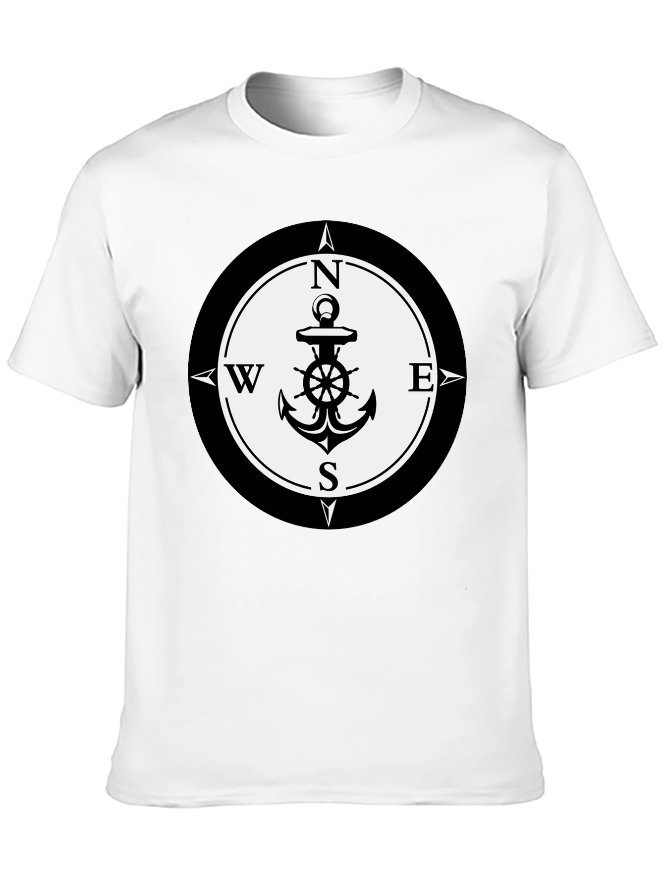 Black Nautical Anchor Compass Rose Graphic Tee - Black view 10