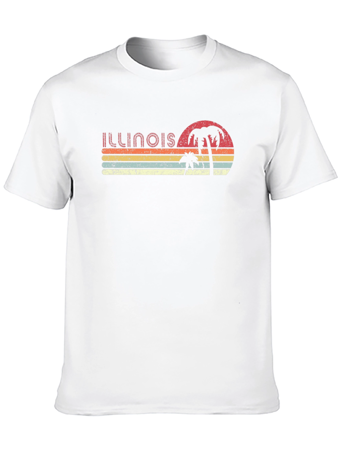 Black Retro Illinois Palm Sunset T-Shirt view 10