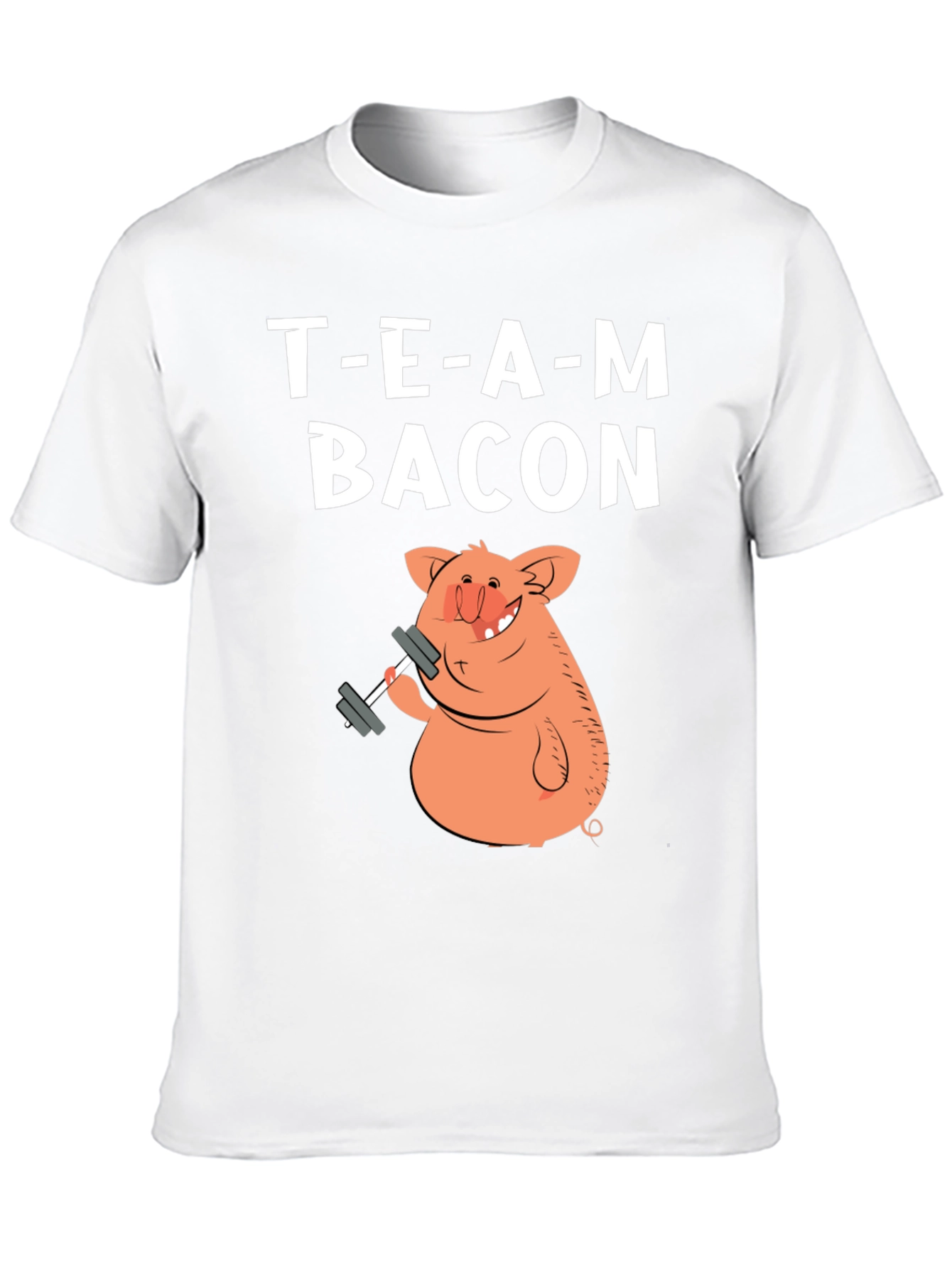 Black Team Bacon Pig Lifting Weights Graphic T-Shirt view 10